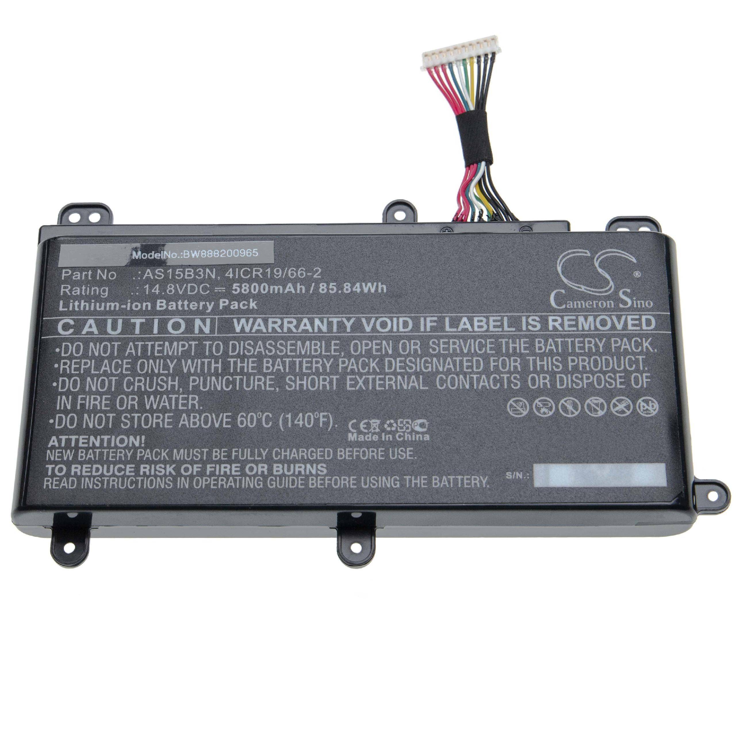 vhbw Akku kompatibel mit Acer Predator 17 G9-791-78E2, 17 G9-791-78G4, 17 G9-791-79HR Notebook (5800 mAh, 14,8 V, Li-Ion)