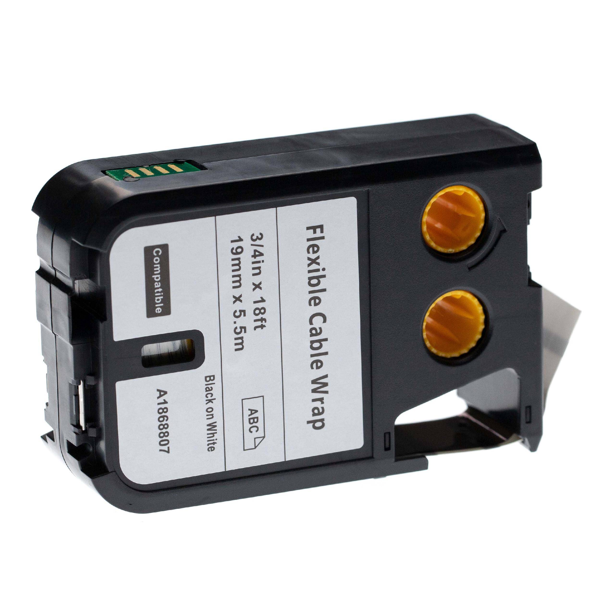 vhbw Schriftband-Kassette Ersatz für Dymo 1868807 für Etiketten-Drucker 5,5m x 19mm Schwarz auf Weiß, Vinyl
