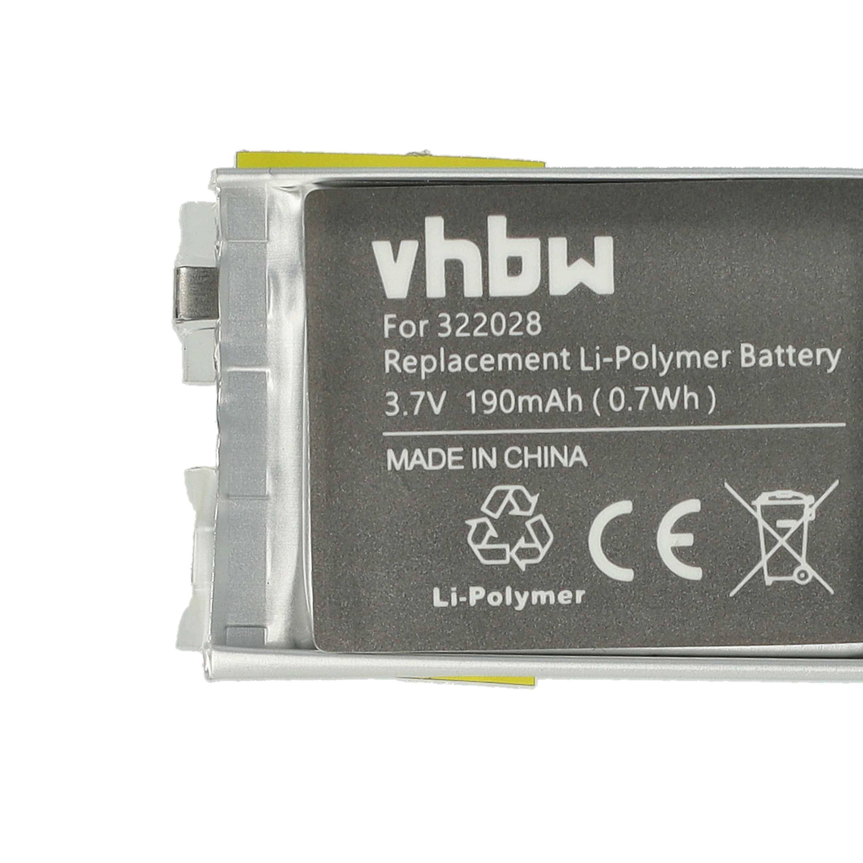 vhbw Akku kompatibel mit TomTom Golfer 1 Smartwatch Uhr Fitnessarmband (190 mAh, 3,7 V, Li-Polymer)