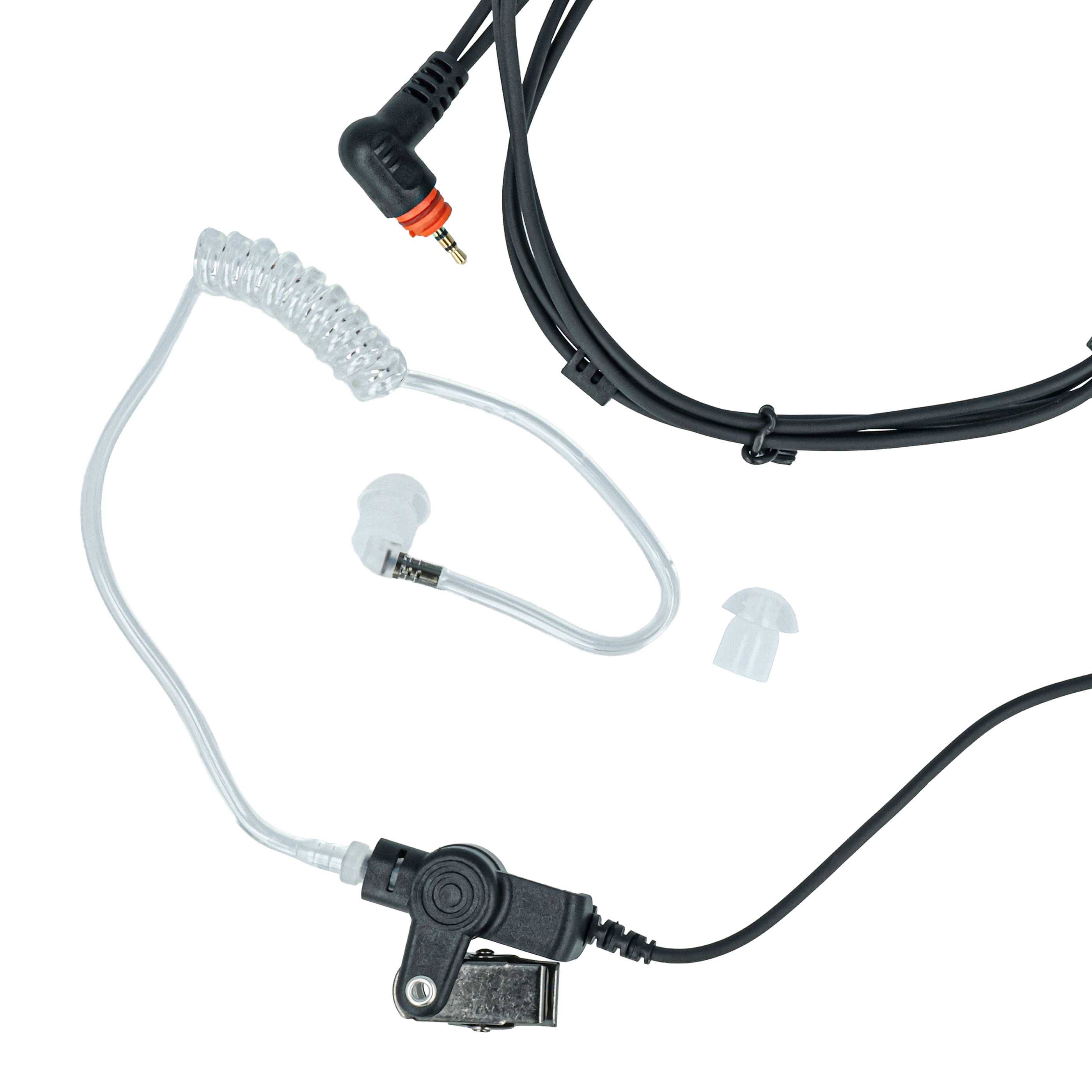 Ohrhörer mit einer spiralförmigen Akustikröhre und einem angebrachten schwarzen Kabel, geeignet für diskrete Kommunikation. Enthält einen Ersatz-Ohrstöpsel.