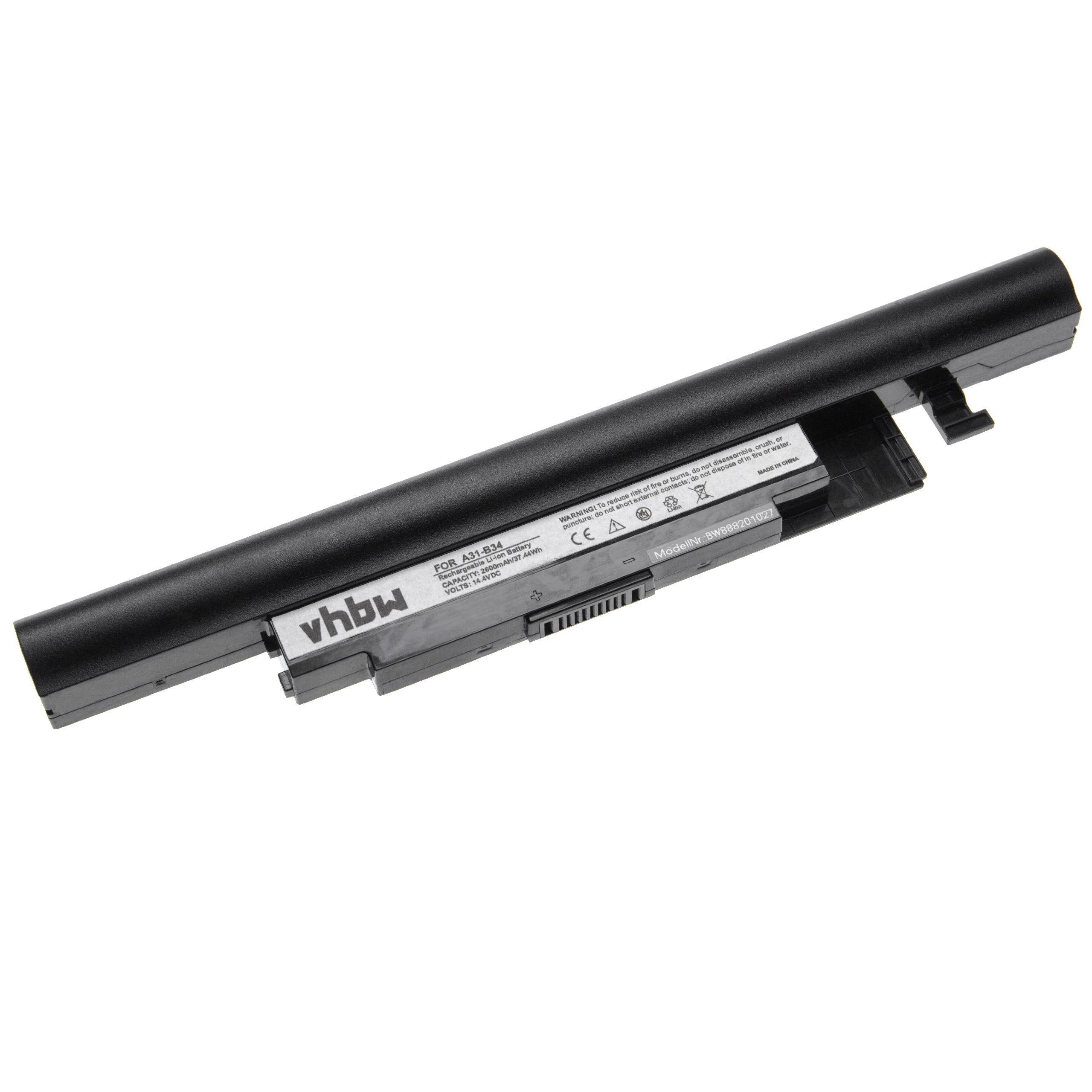 vhbw Akku kompatibel mit Haier S510, S500 Serie, S500, S500-I54200G40T01NDTS Notebook (2600 mAh, 14,4 V, Li-Ion)