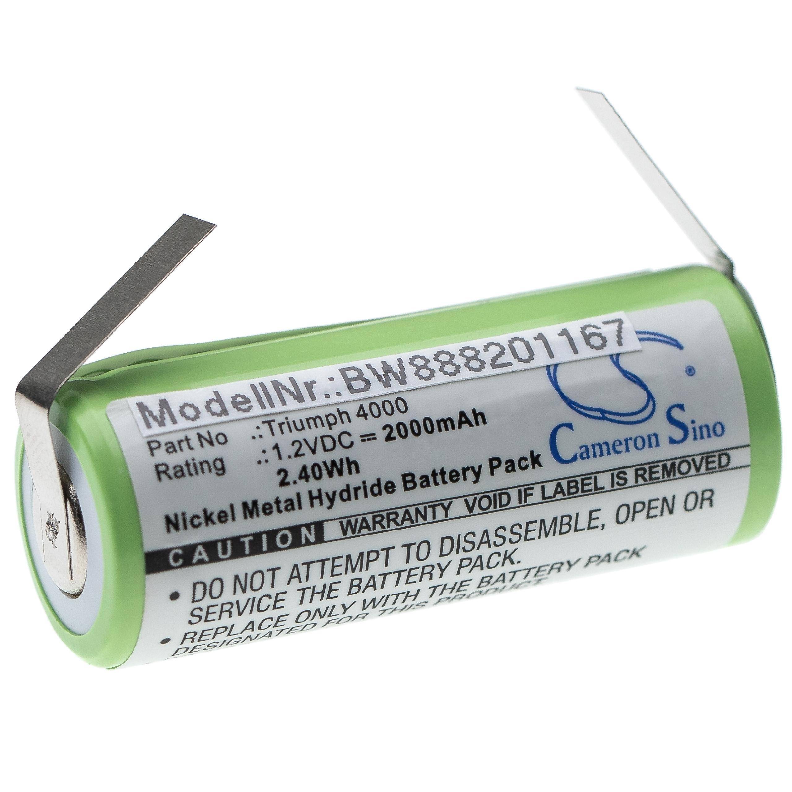 vhbw Akku Ersatz für Oral-B 3745, 3761, 3762 für elektrische Zahnbürste (2000mAh, 1,2V, NiMH)