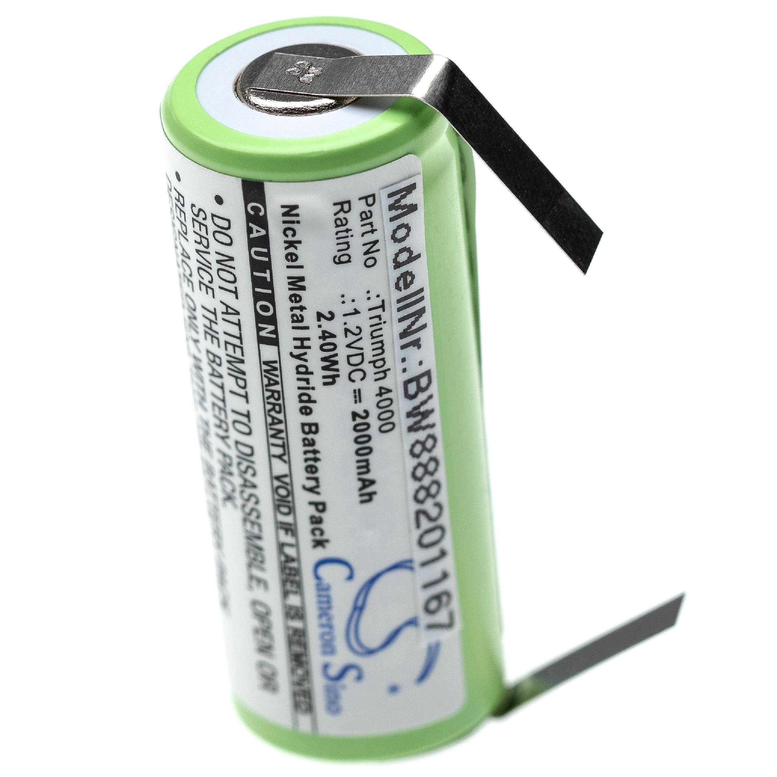 vhbw Akku kompatibel mit Oral-B Triumph 4000 elektrische Zahnbürste (2000 mAh, 1,2 V, NiMH)