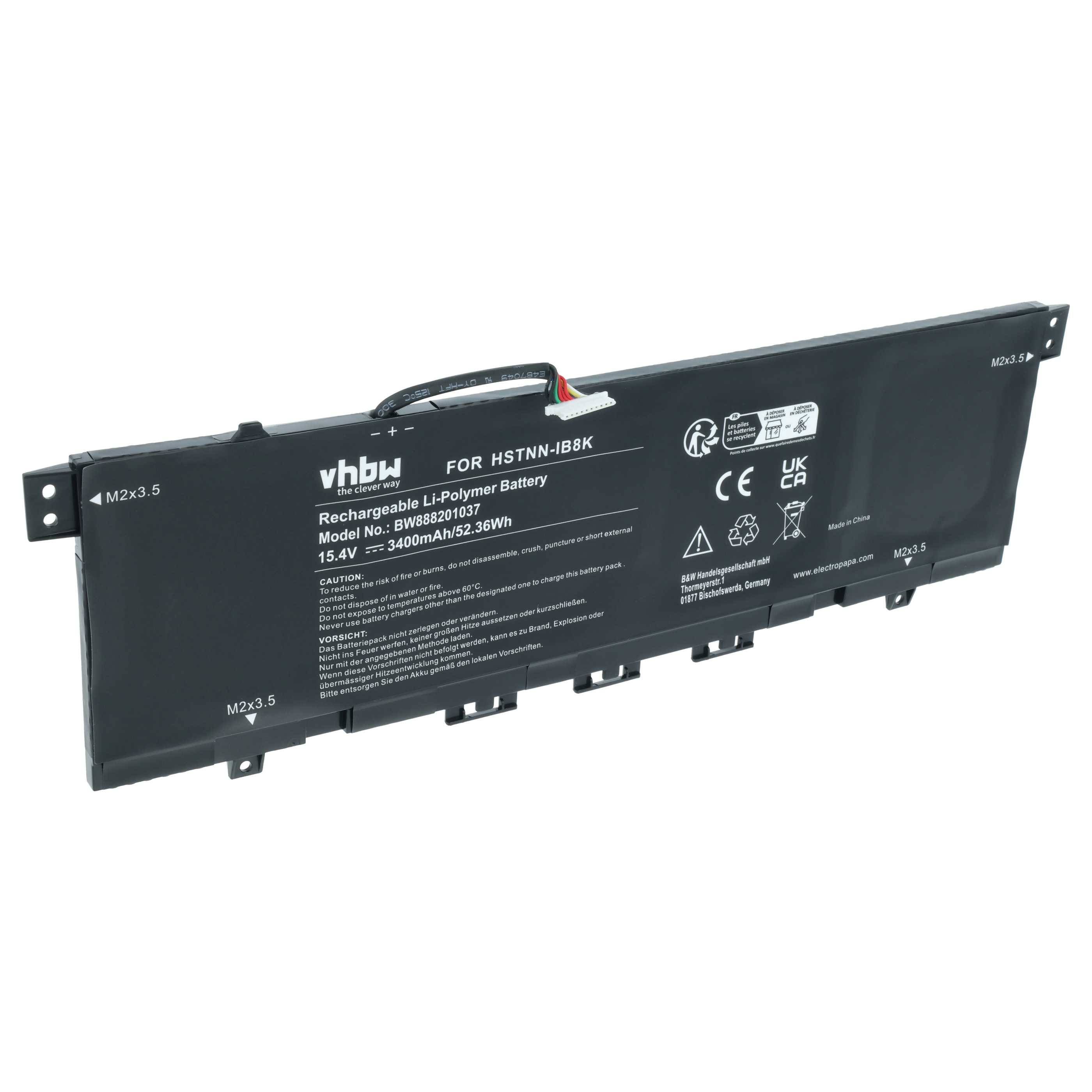 vhbw Akku kompatibel mit HP Envy X360 13-AG0500ND, x360 13-ag0801no Notebook (3400 mAh, 15,4 V, Li-Polymer)