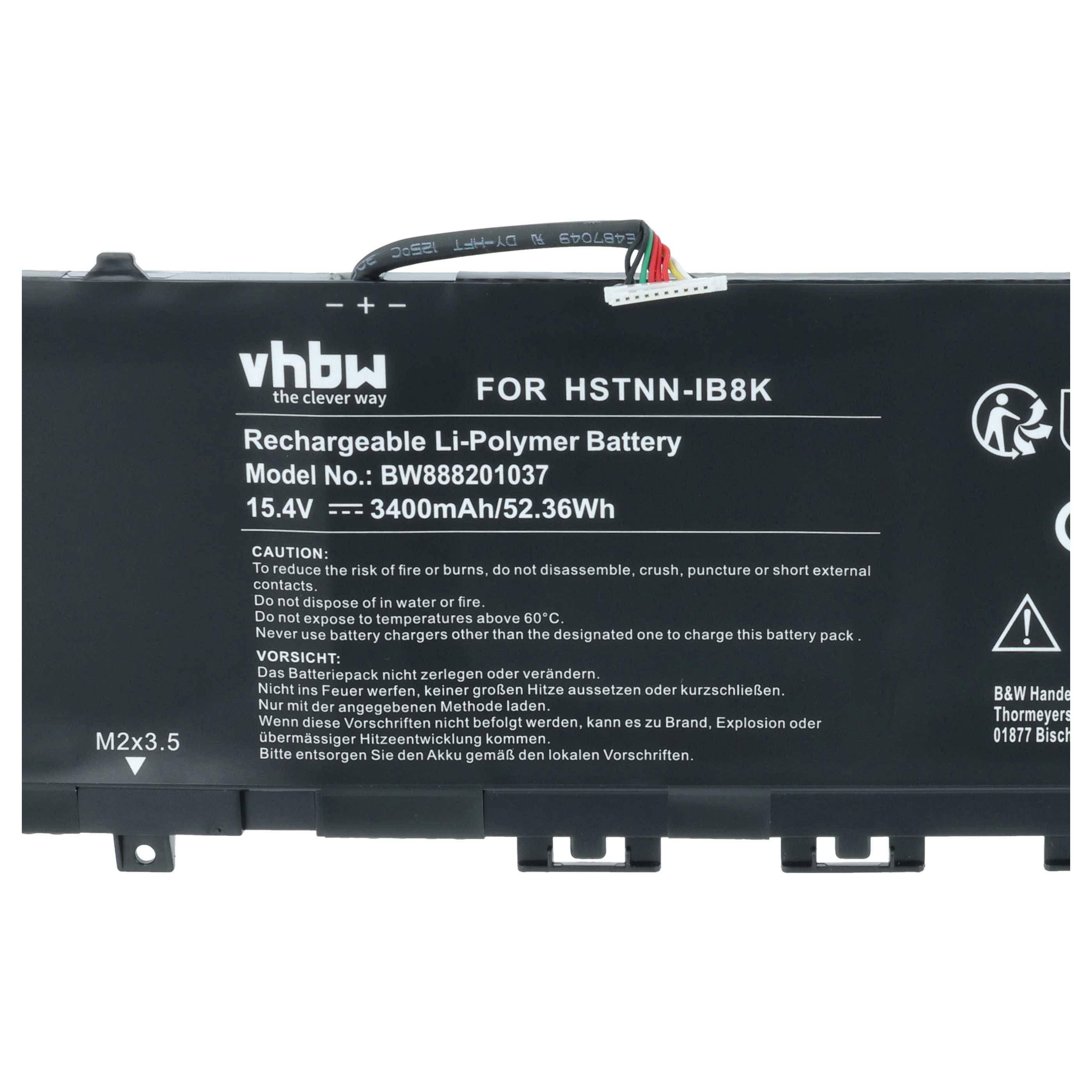 vhbw Akku kompatibel mit HP Envy 13-AH1005TX, 13-AH1005TX(5HS52PA), 13-AH1006TX Notebook (3400 mAh, 15,4 V, Li-Polymer)