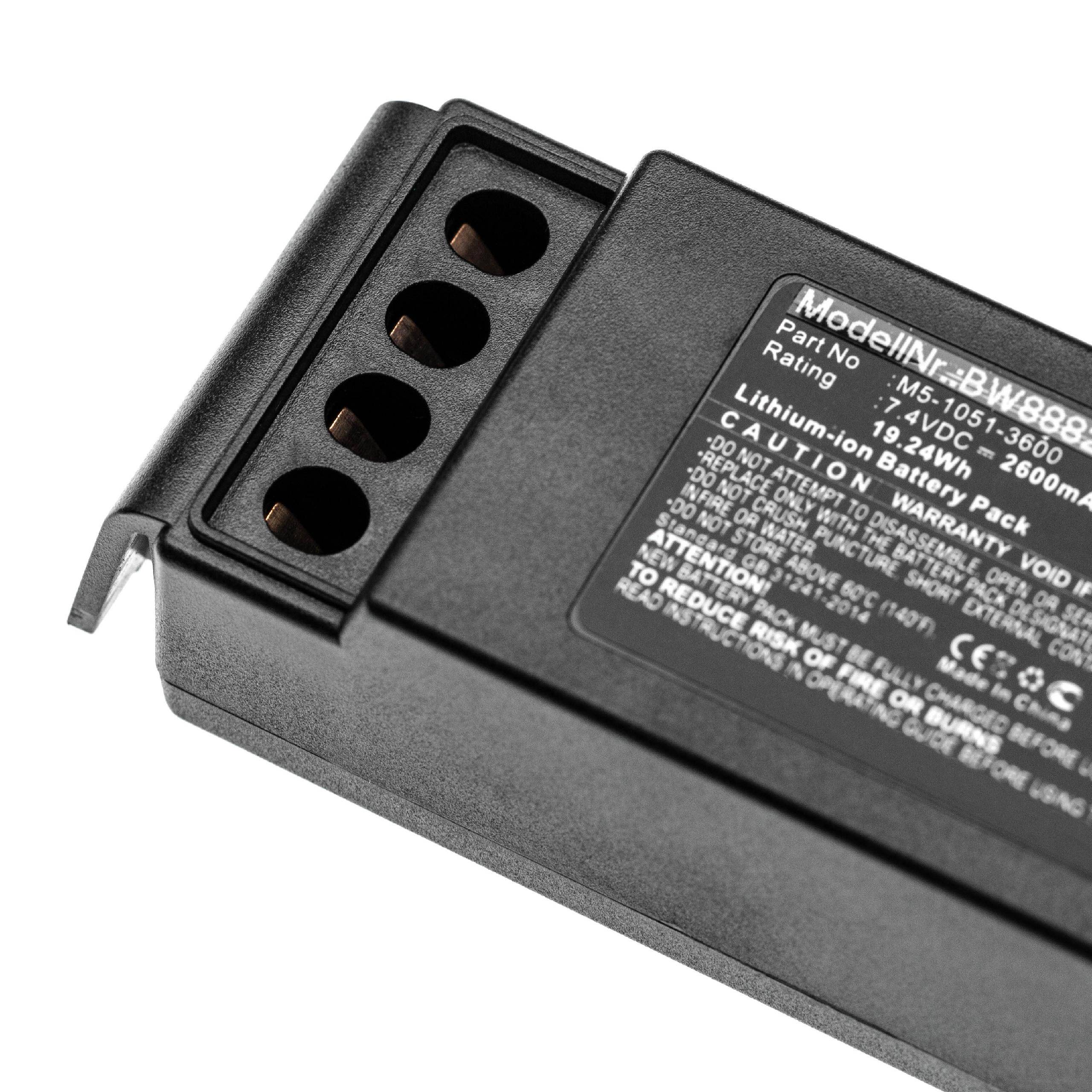 vhbw Akku kompatibel mit Cavotec M9-1051-3600 EX, MC-3 Industrie-Funkfernsteuerung Fernbedienung (2600mAh, 7,4V, Li-Ion), Version 1 - Schwarz