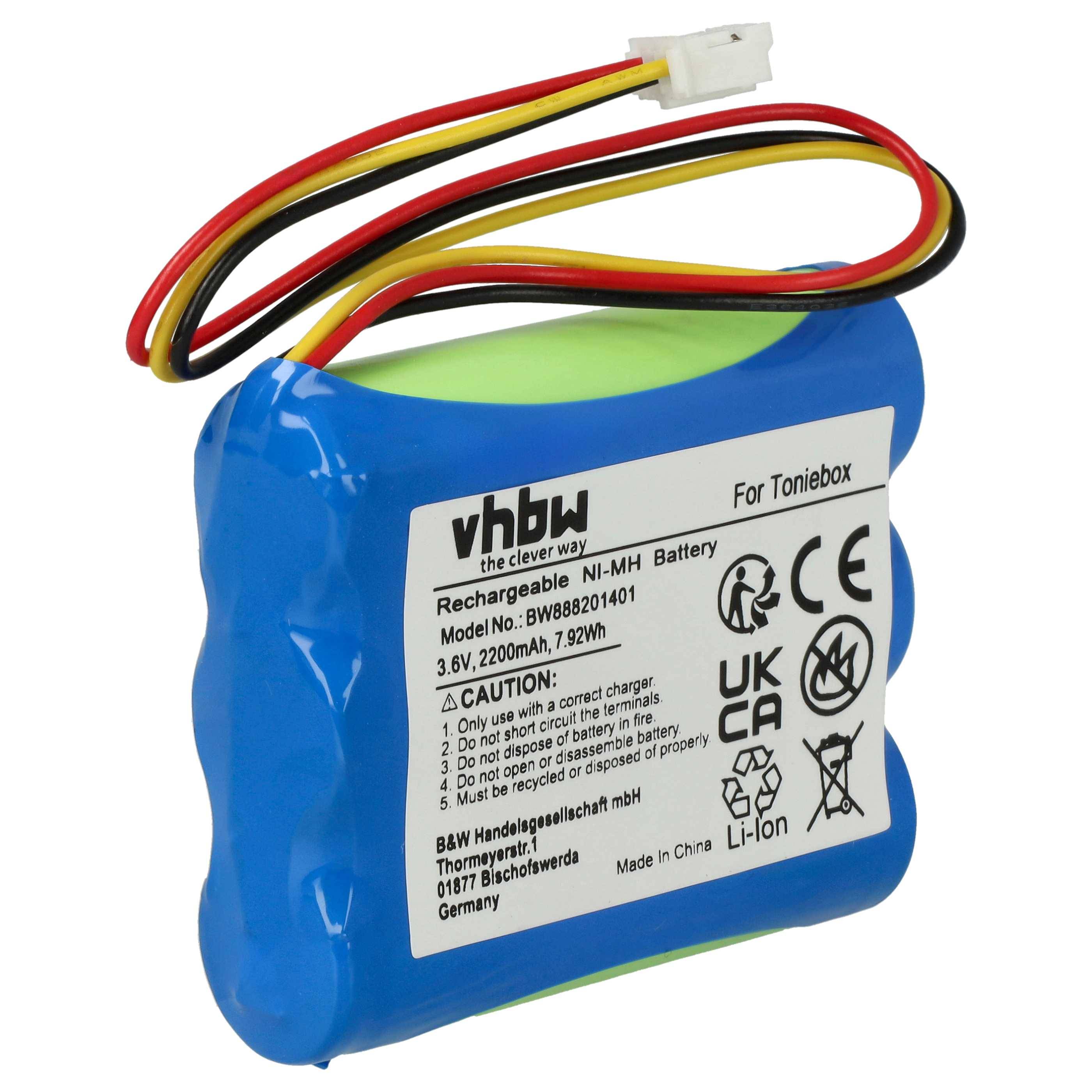 vhbw Akku Ersatz für tonies 50AA5S für Hörspielbox (2200 mAh, 3,6 V, NiMH)