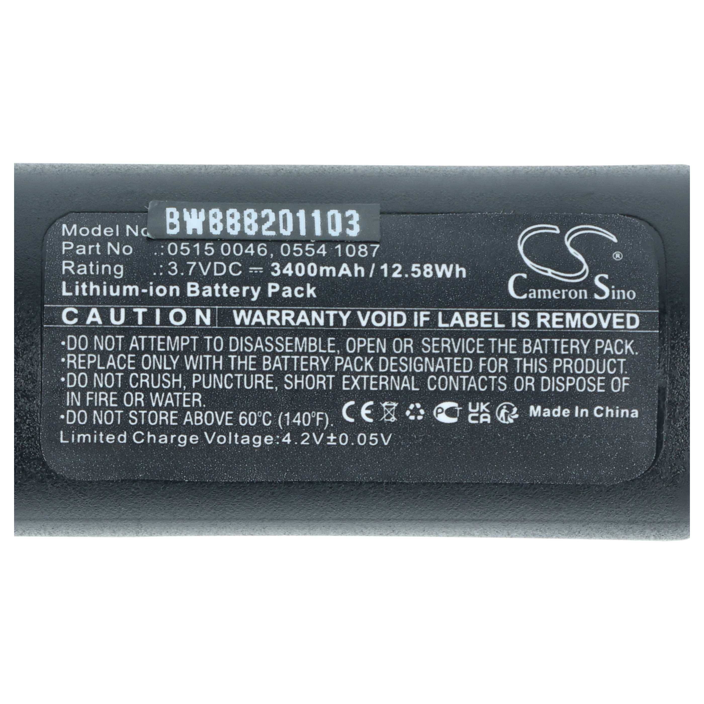 vhbw Akku kompatibel mit Testo 310, 320, 327, 330, 350, 870, 870-1 Messgerät (3400mAh, 3,7V, Li-Ion)