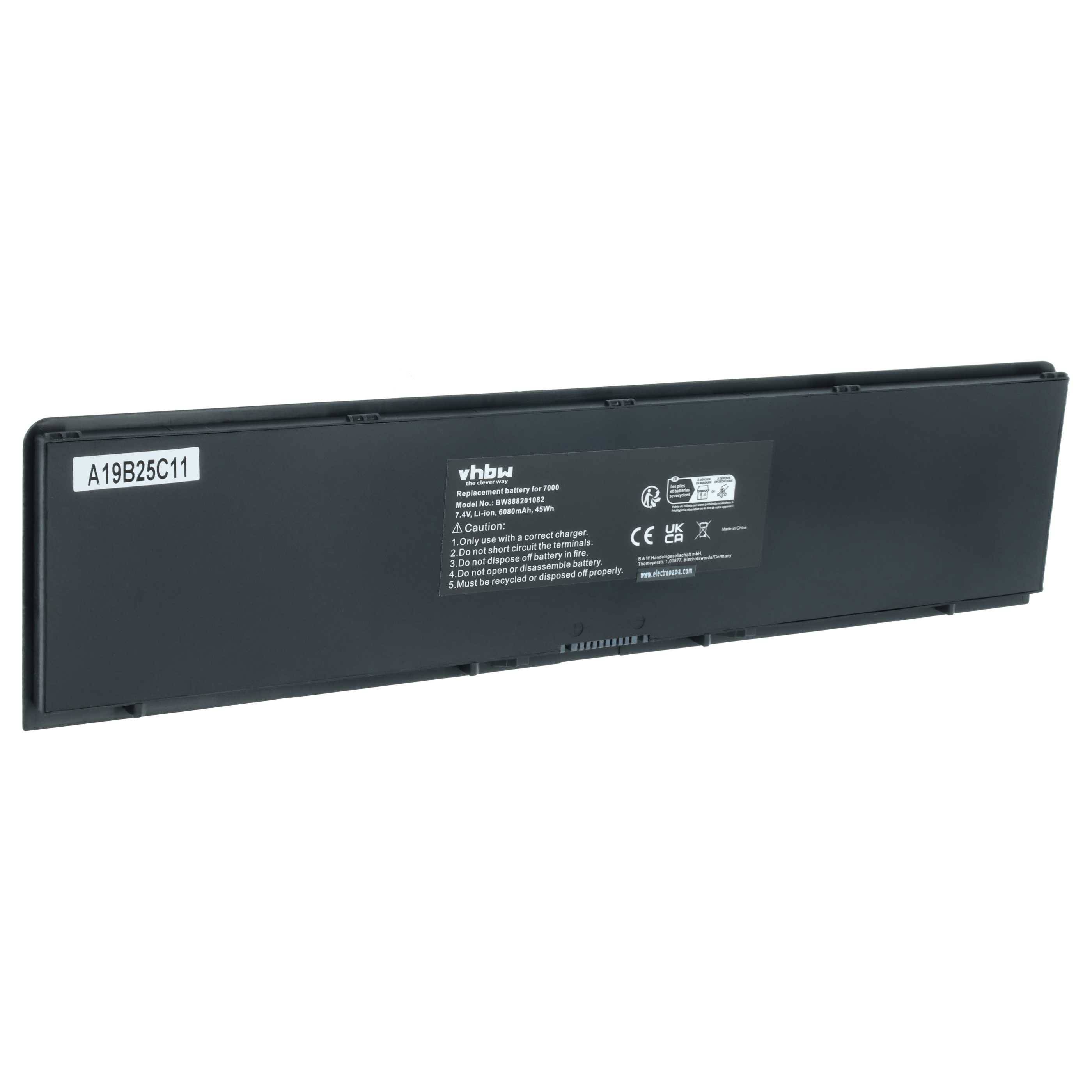 vhbw Akku kompatibel mit Dell Latitude E7440, 14 7000, E7450 Notebook (6080 mAh, 7,4 V, Li-Ion)