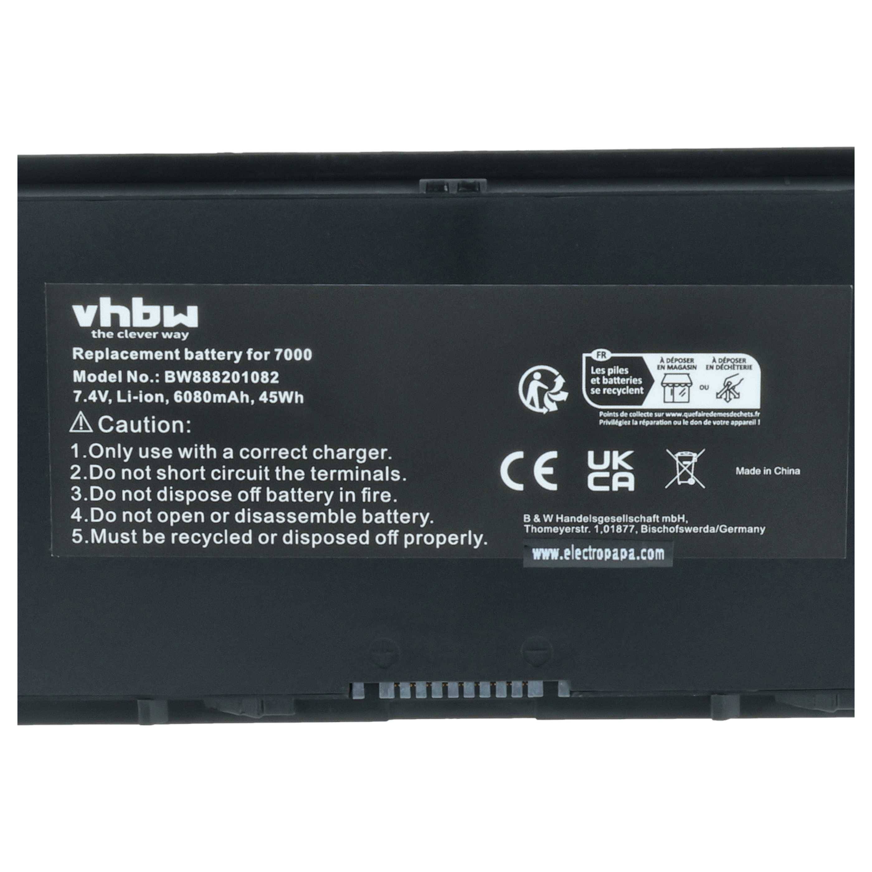 vhbw Akku kompatibel mit Dell Latitude E7440, 14 7000, E7450 Notebook (6080 mAh, 7,4 V, Li-Ion)