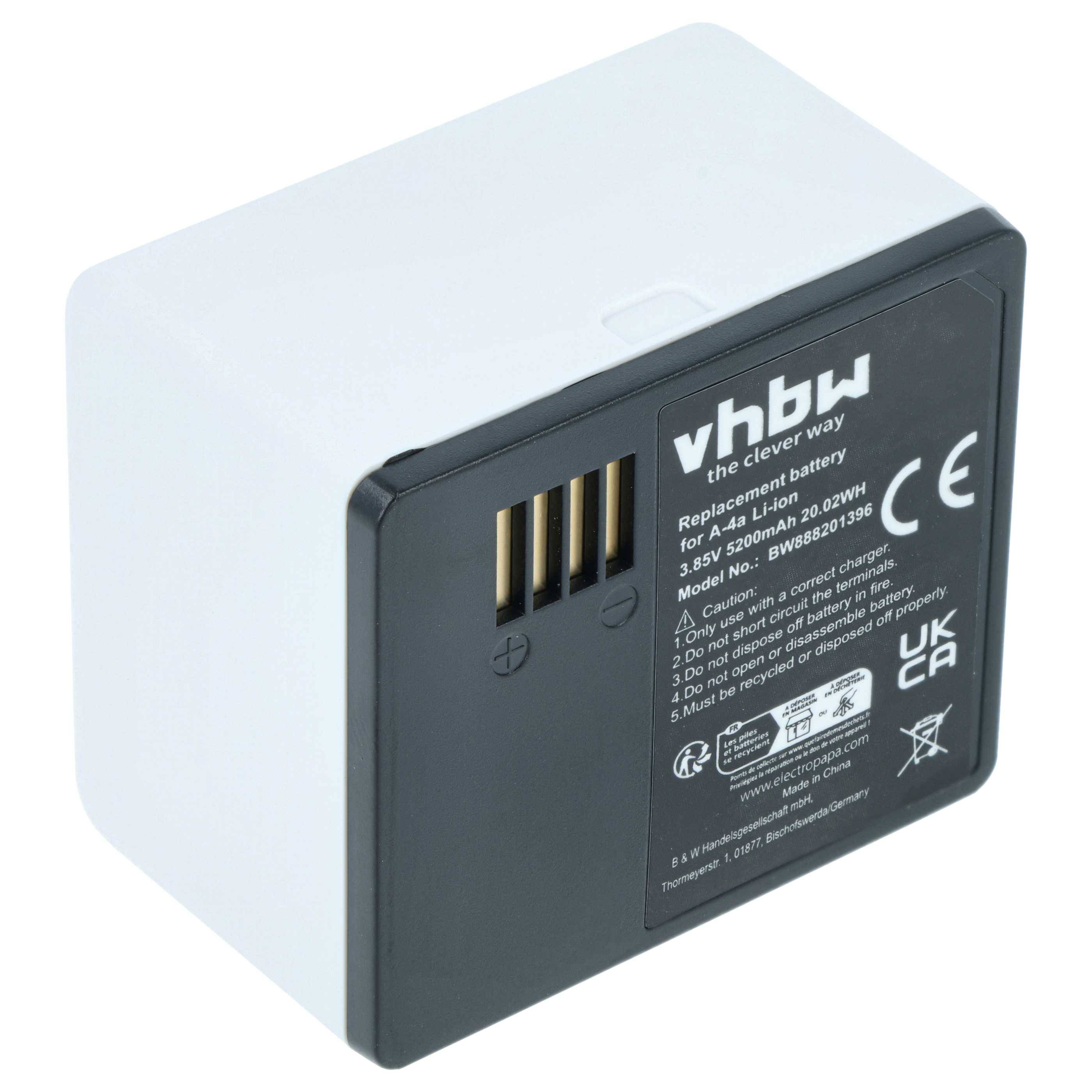 vhbw Akku Ersatz für Arlo 308-1070-01, 308-10069-01 für Knopfkamera, getarnte Kamera (5200 mAh, 3,85 V, Li-Polymer)