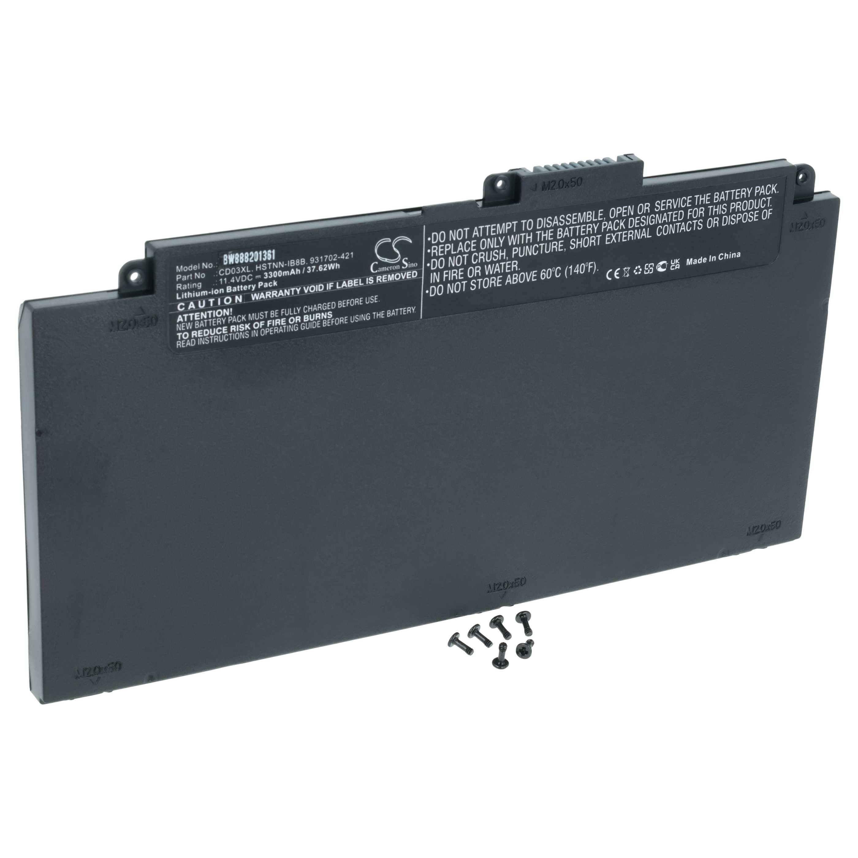 vhbw Akku Ersatz für HP HSN-I14C-5, HSTNN-IB813, HSN-I15C, HSTNN-LB8F, HSTNN-IB8B für Notebook (3300 mAh, 11,4 V, Li-Ion)