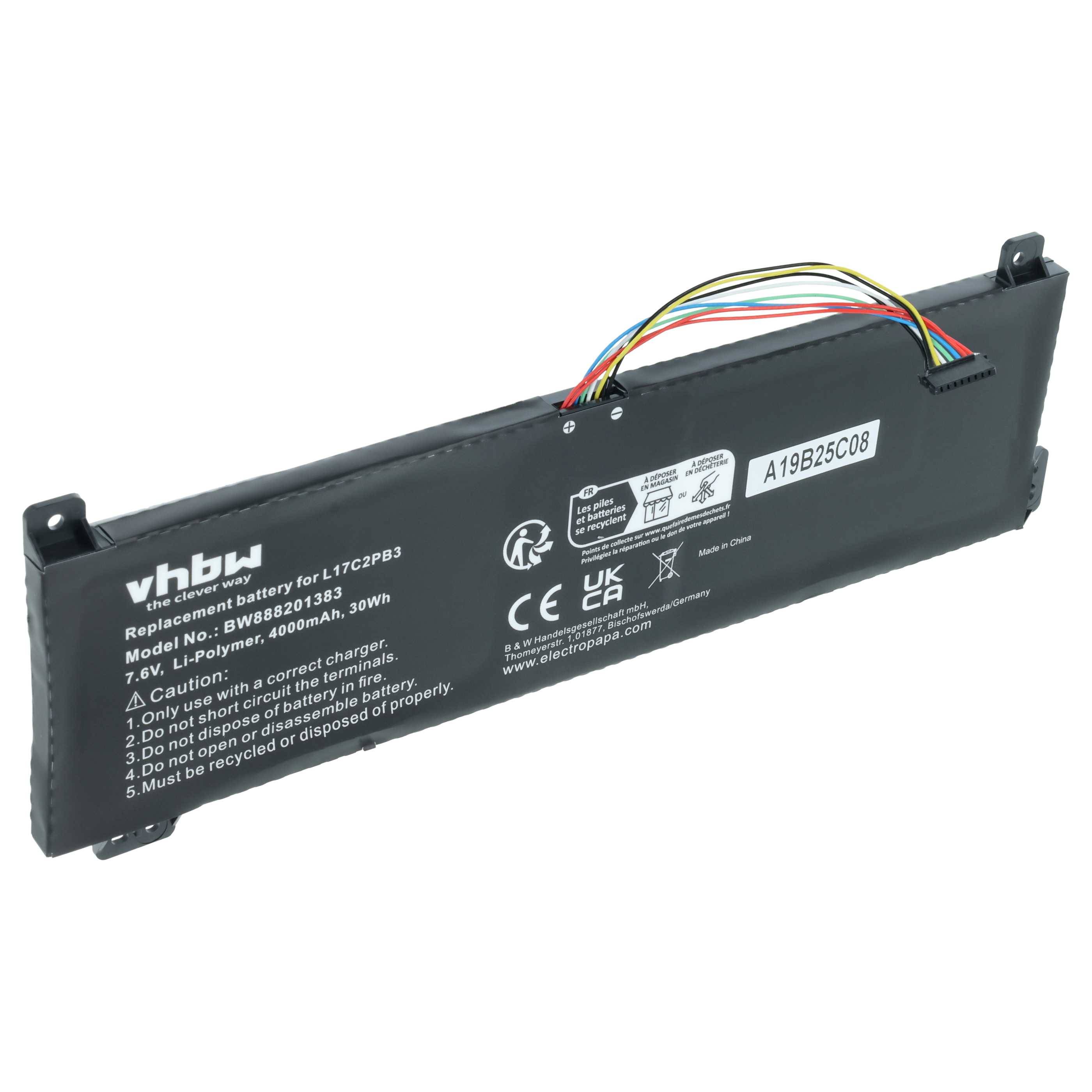 vhbw Akku kompatibel mit Lenovo V130-15IKB(81HN00F5GE), V130-15IKB(81HN00F6GE) Notebook (4000 mAh, 7,6 V, Li-Polymer)