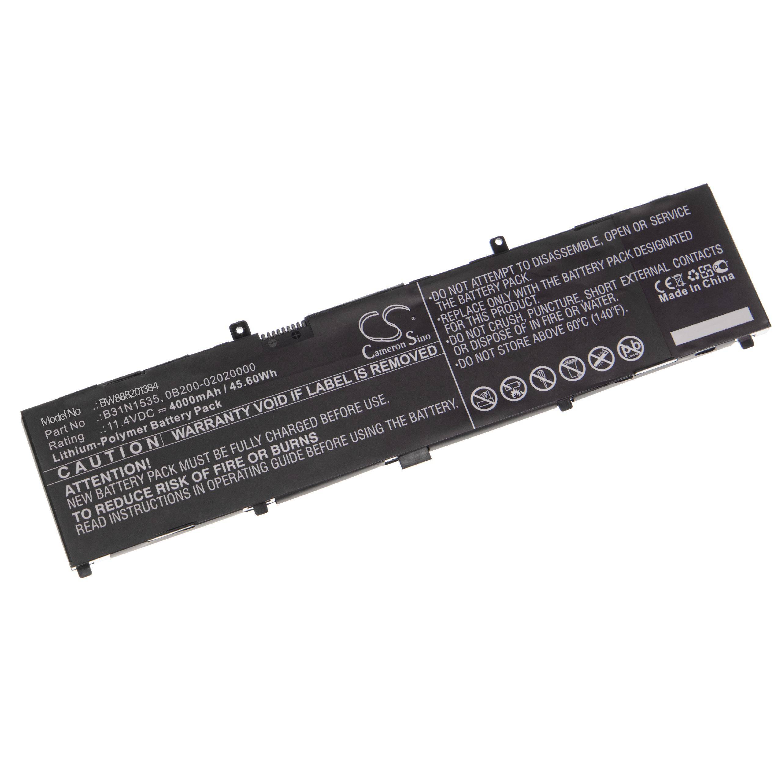 vhbw Akku kompatibel mit Asus UX310UQK, UX3410UA, UX3410UQ, UX410UA, UX410UAK Notebook (4000mAh, 11,4V, Li-Polymer)