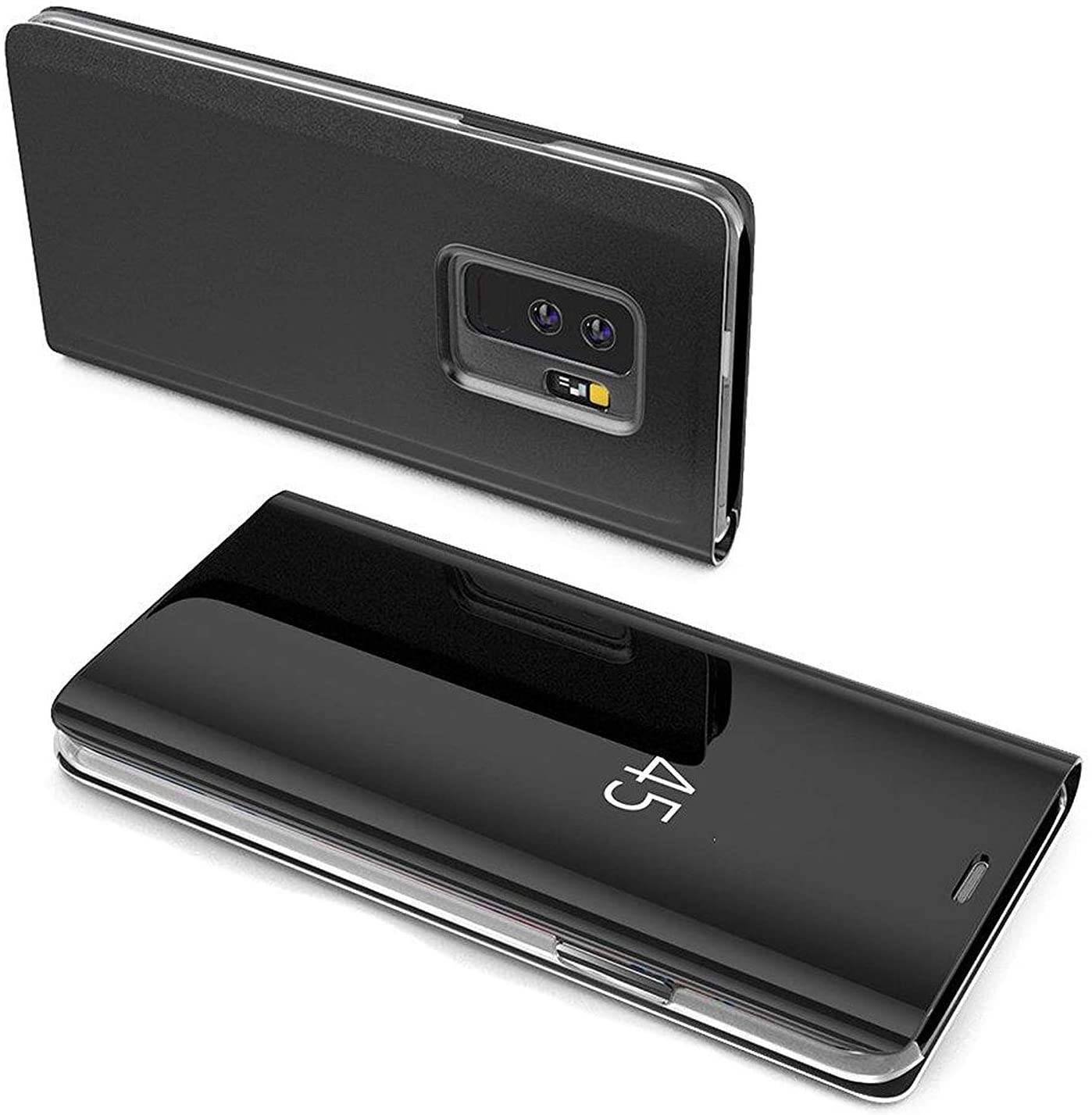 Smart View Spiegel Mirror Smart Cover Schale Etui kompatibel mit Samsung Galaxy M21 (M215F) Schutzhülle Tasche Case Schutz Clear Schwarz