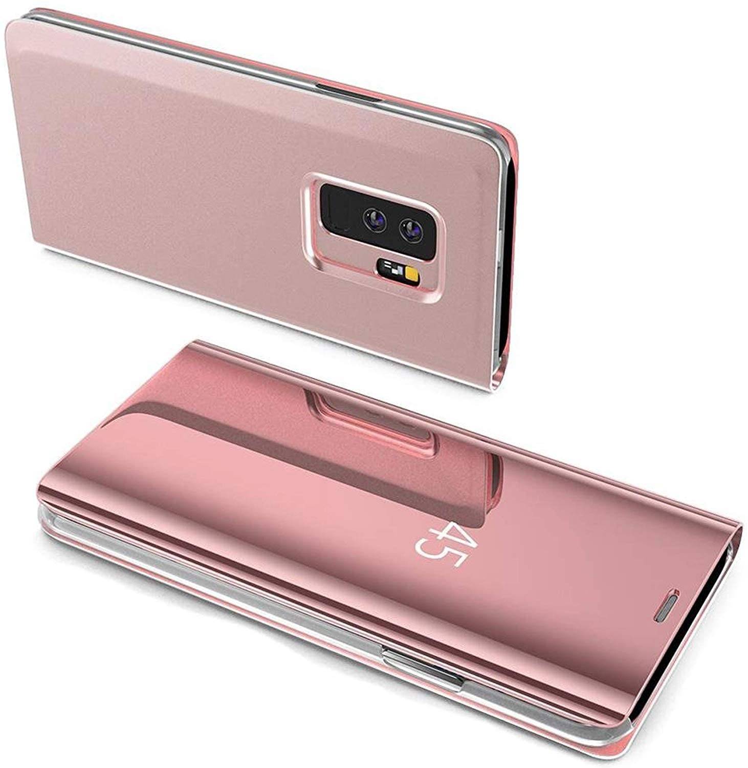Smart View Spiegel Mirror Smart Cover Schale Etui kompatibel mit Samsung Galaxy M21 (M215F) Schutzhülle Tasche Case Schutz Clear Rosa
