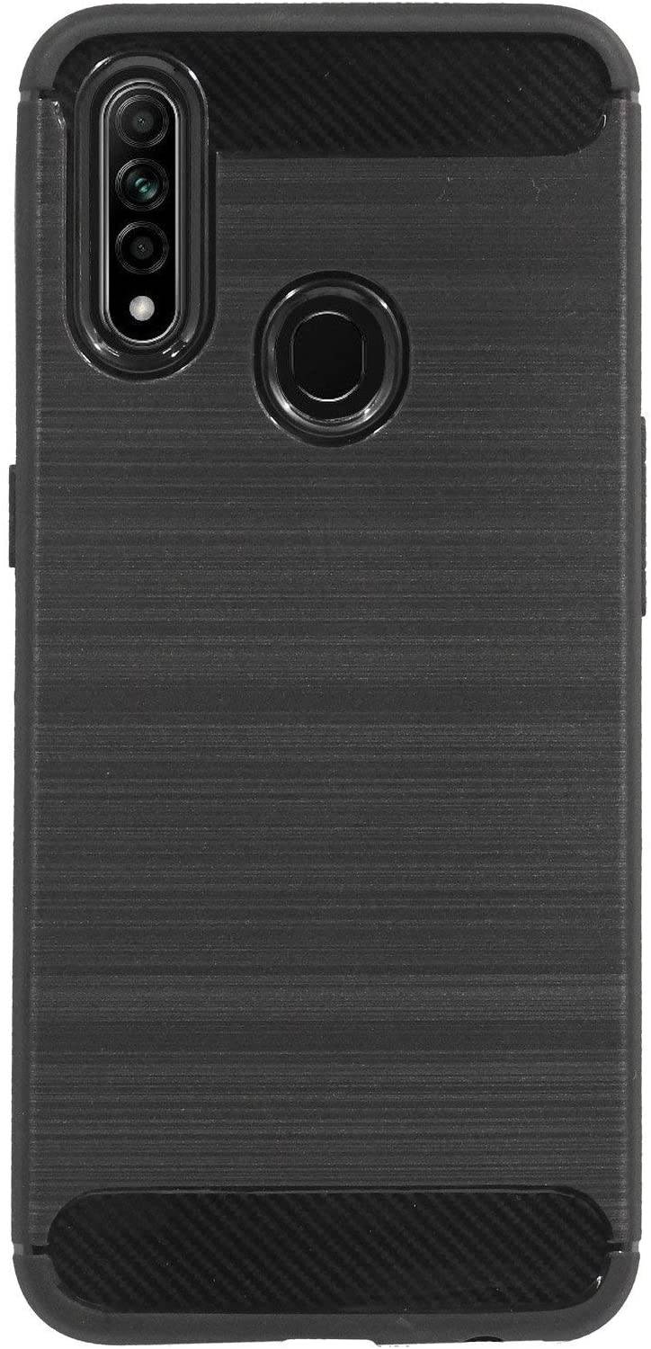 Silikon Hülle Bumper Carbon kompatibel mit Oppo A31 Case TPU Soft Handyhülle Cover Schutzhülle Schwarz