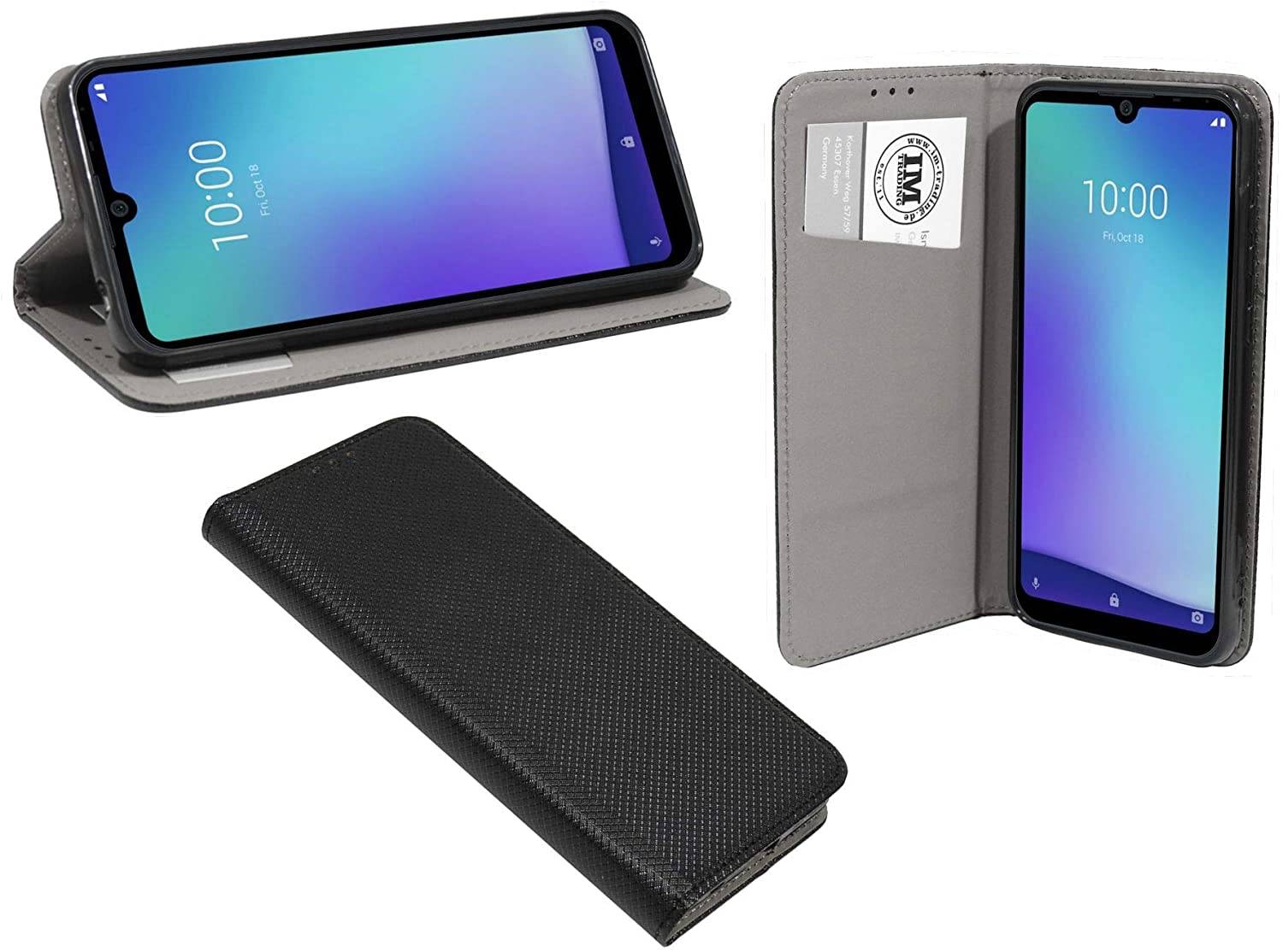 Buch Tasche "Smart" kompatibel mit ZTE BLADE A5 2020 Handy Hülle Etui Brieftasche Schutzhülle mit Standfunktion, Kartenfach Schwarz