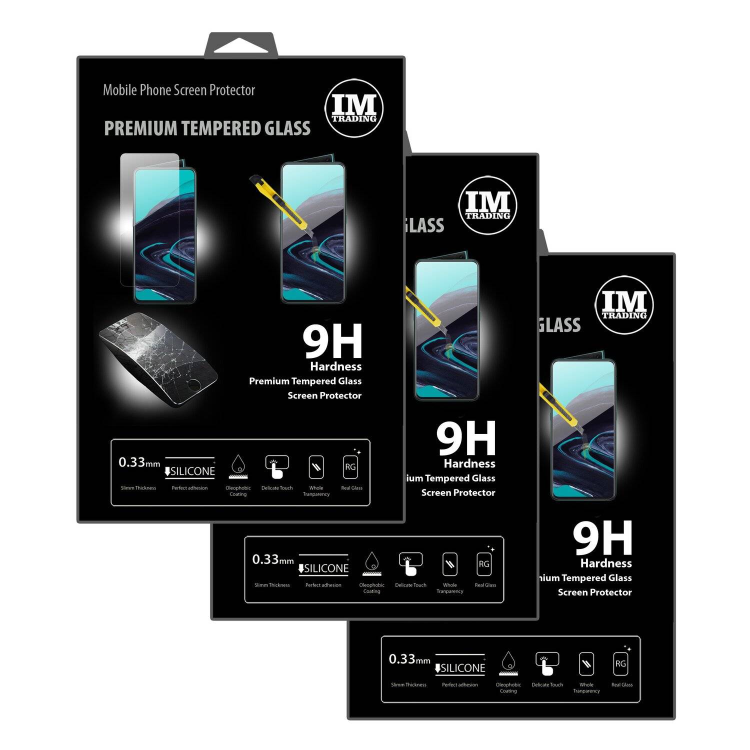 3X Schutz Schutz Glas 9H Tempered Glass Display Schutz Folie Display Glas Screen Protector kompatibel mit Oppo Reno 2