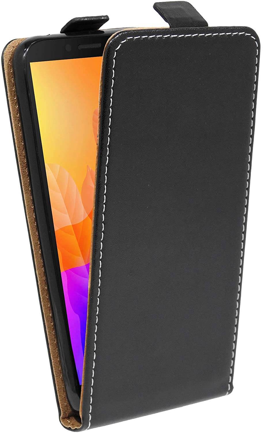 cofi1453® Flip Case kompatibel mit HUAWEI Y5P Handy Tasche vertikal aufklappbar Schutzhülle Klapp Hülle Schwarz