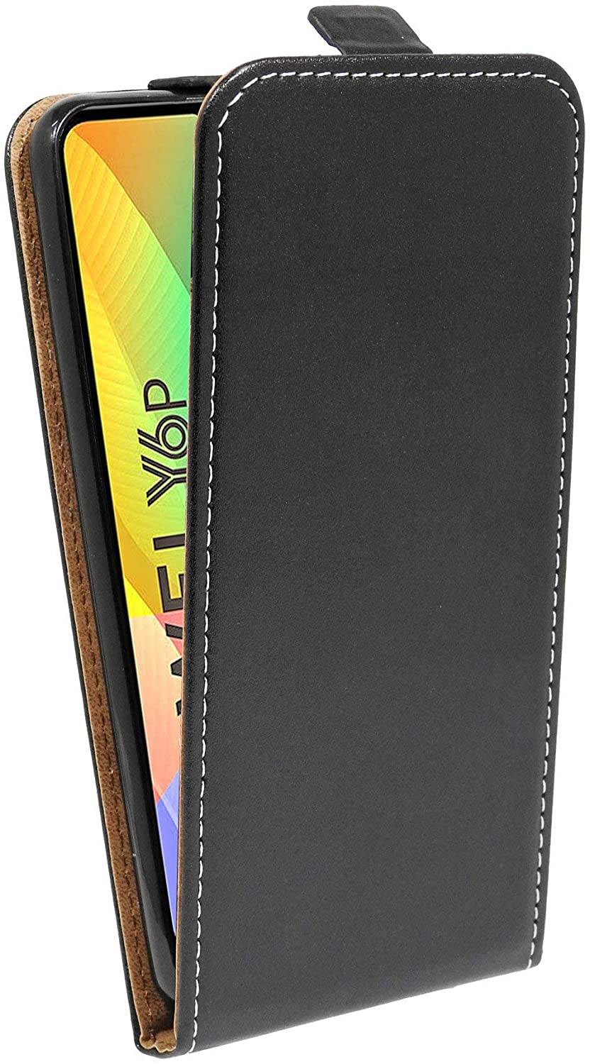 cofi1453® Flip Case kompatibel mit HUAWEI Y6P Handy Tasche vertikal aufklappbar Schutzhülle Klapp Hülle Schwarz