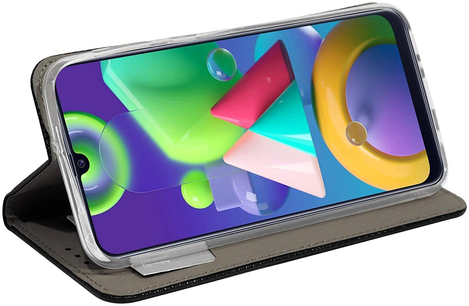 Buch Tasche "Smart" kompatibel mit SAMSUNG GALAXY M21 ( M215F ) Handy Hülle Etui Brieftasche Schutzhülle mit Standfunktion, Kartenfach Schwarz