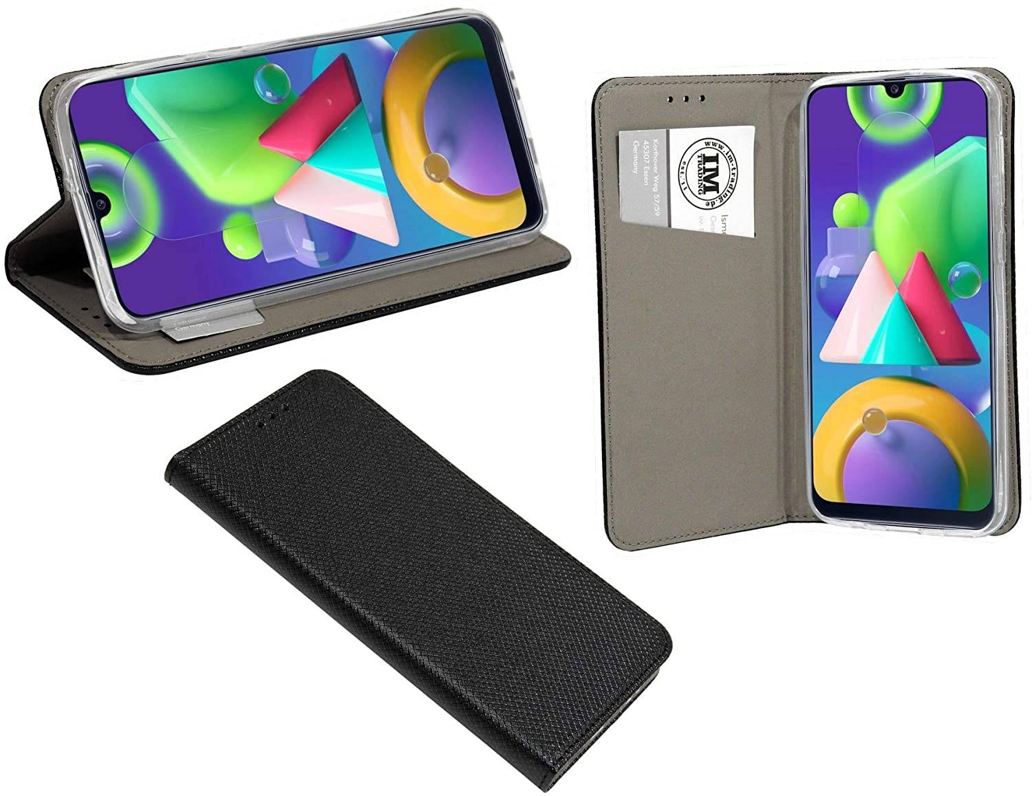 Buch Tasche "Smart" kompatibel mit SAMSUNG GALAXY M30S ( M307F ) Handy Hülle Etui Brieftasche Schutzhülle mit Standfunktion, Kartenfach Schwarz
