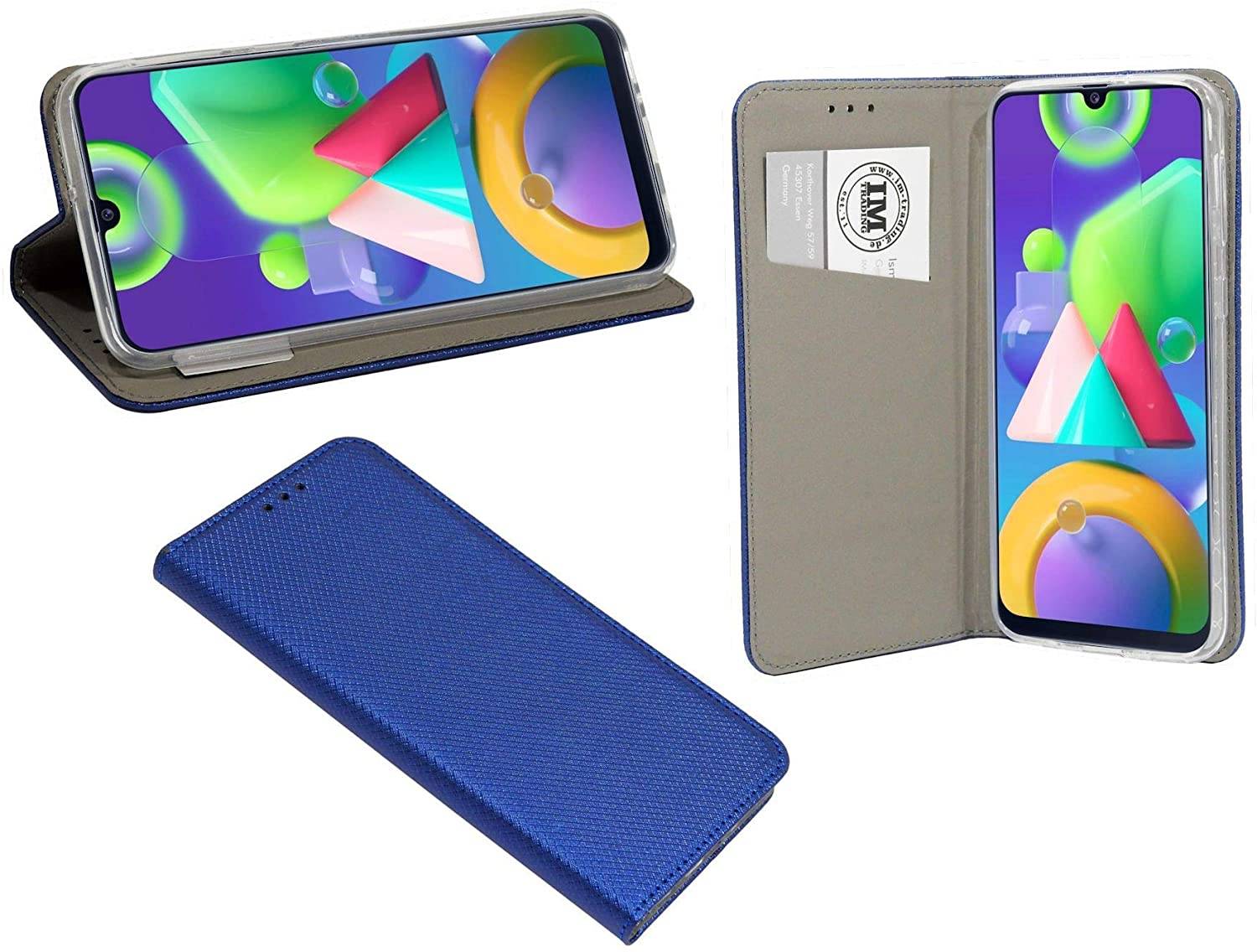 Buch Tasche "Smart" kompatibel mit SAMSUNG GALAXY M30S ( M307F ) Handy Hülle Etui Brieftasche Schutzhülle mit Standfunktion, Kartenfach Blau