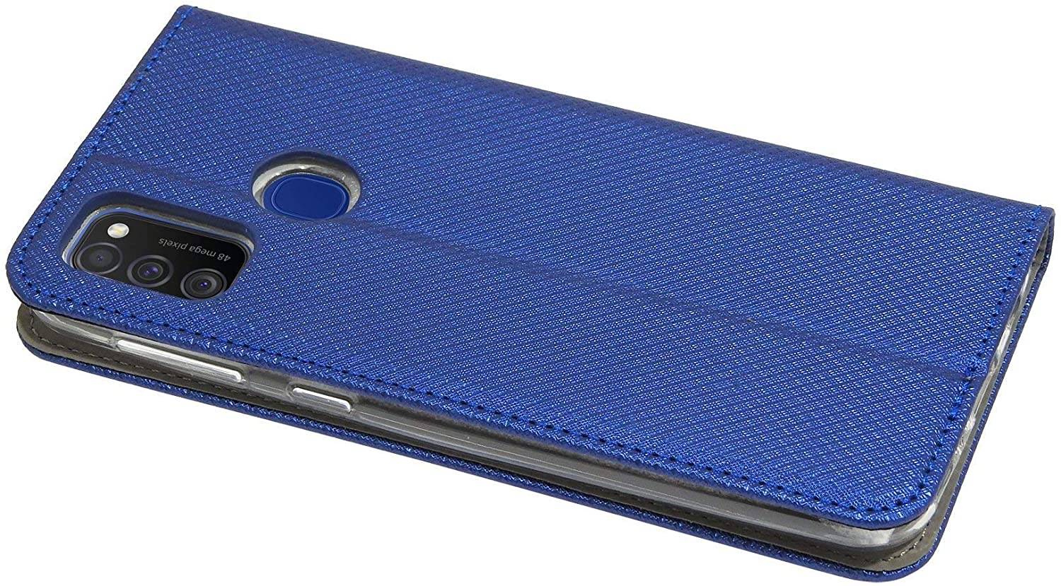 Buch Tasche "Smart" kompatibel mit SAMSUNG GALAXY M30S ( M307F ) Handy Hülle Etui Brieftasche Schutzhülle mit Standfunktion, Kartenfach Blau