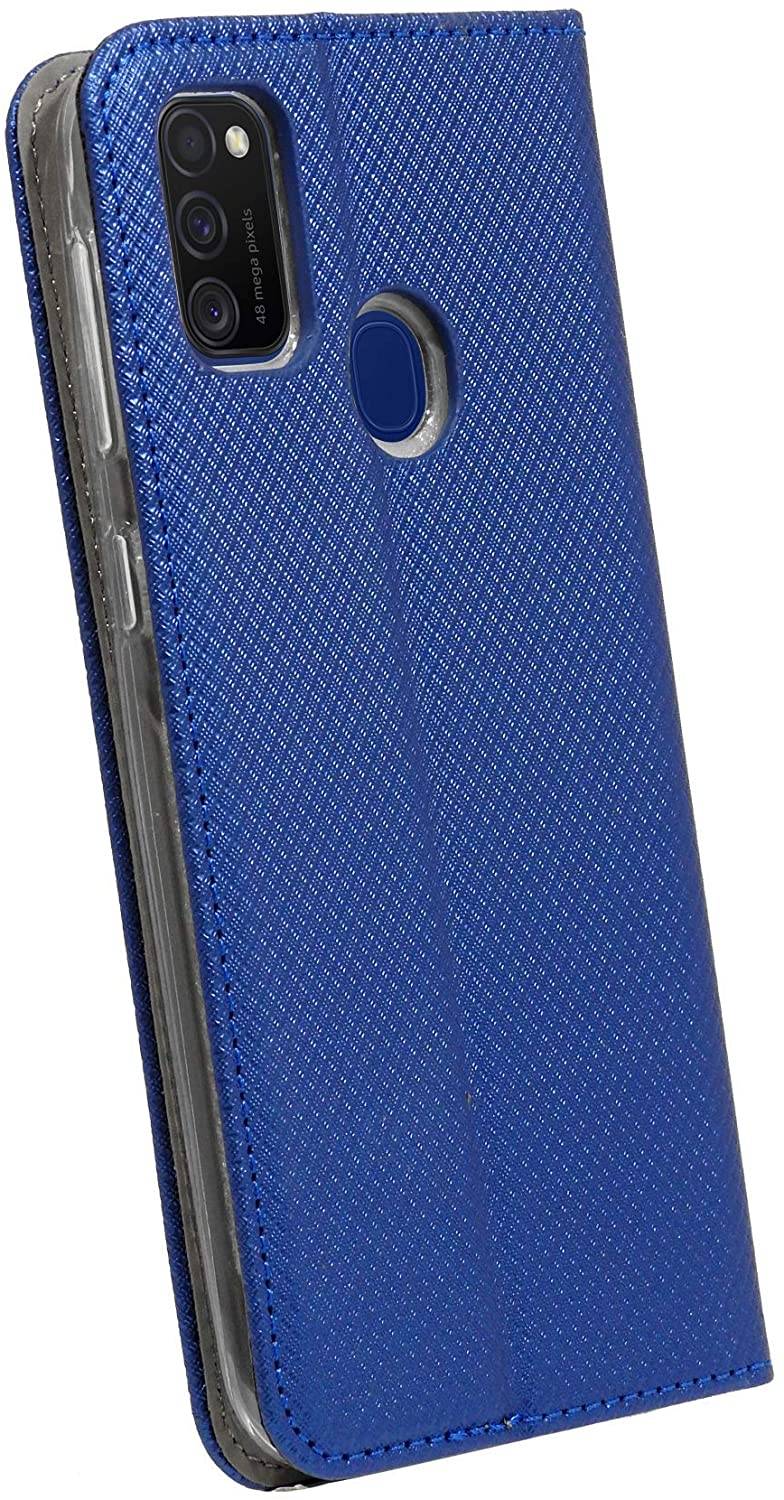 Buch Tasche "Smart" kompatibel mit SAMSUNG GALAXY M30S ( M307F ) Handy Hülle Etui Brieftasche Schutzhülle mit Standfunktion, Kartenfach Blau