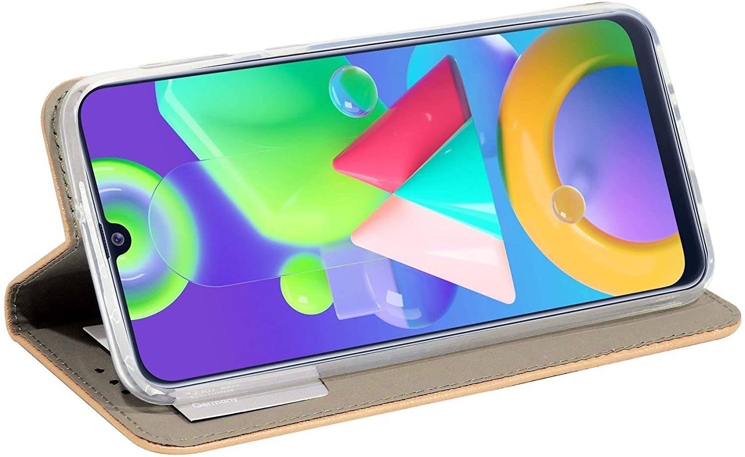 Buch Tasche "Smart" kompatibel mit SAMSUNG GALAXY M30S ( M307F ) Handy Hülle Etui Brieftasche Schutzhülle mit Standfunktion, Kartenfach Gold