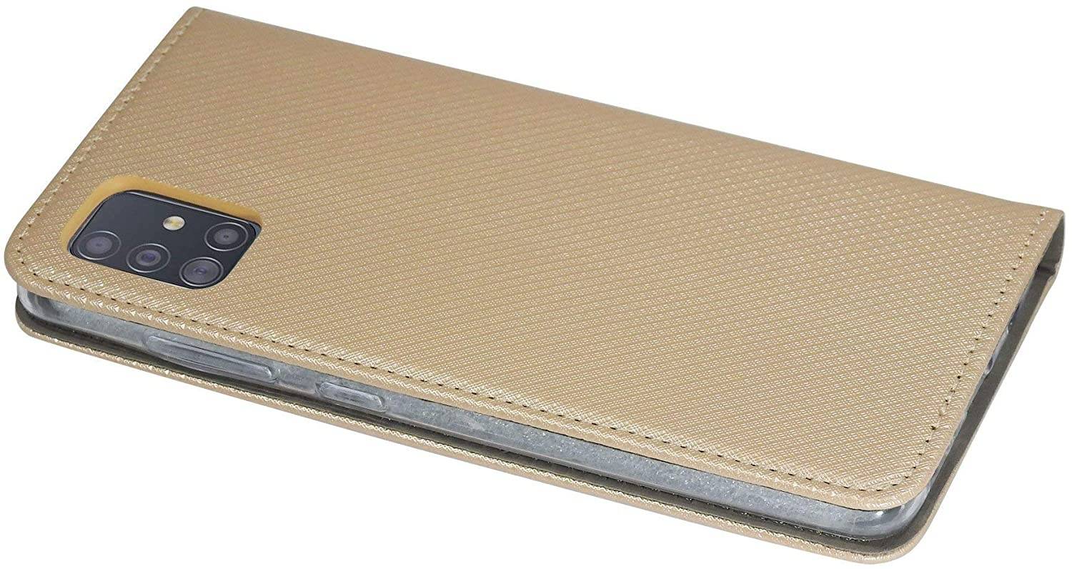 Buch Tasche "Smart" kompatibel mit SAMSUNG GALAXY A31 ( A315F ) Handy Hülle Etui Brieftasche Schutzhülle mit Standfunktion, Kartenfach Gold