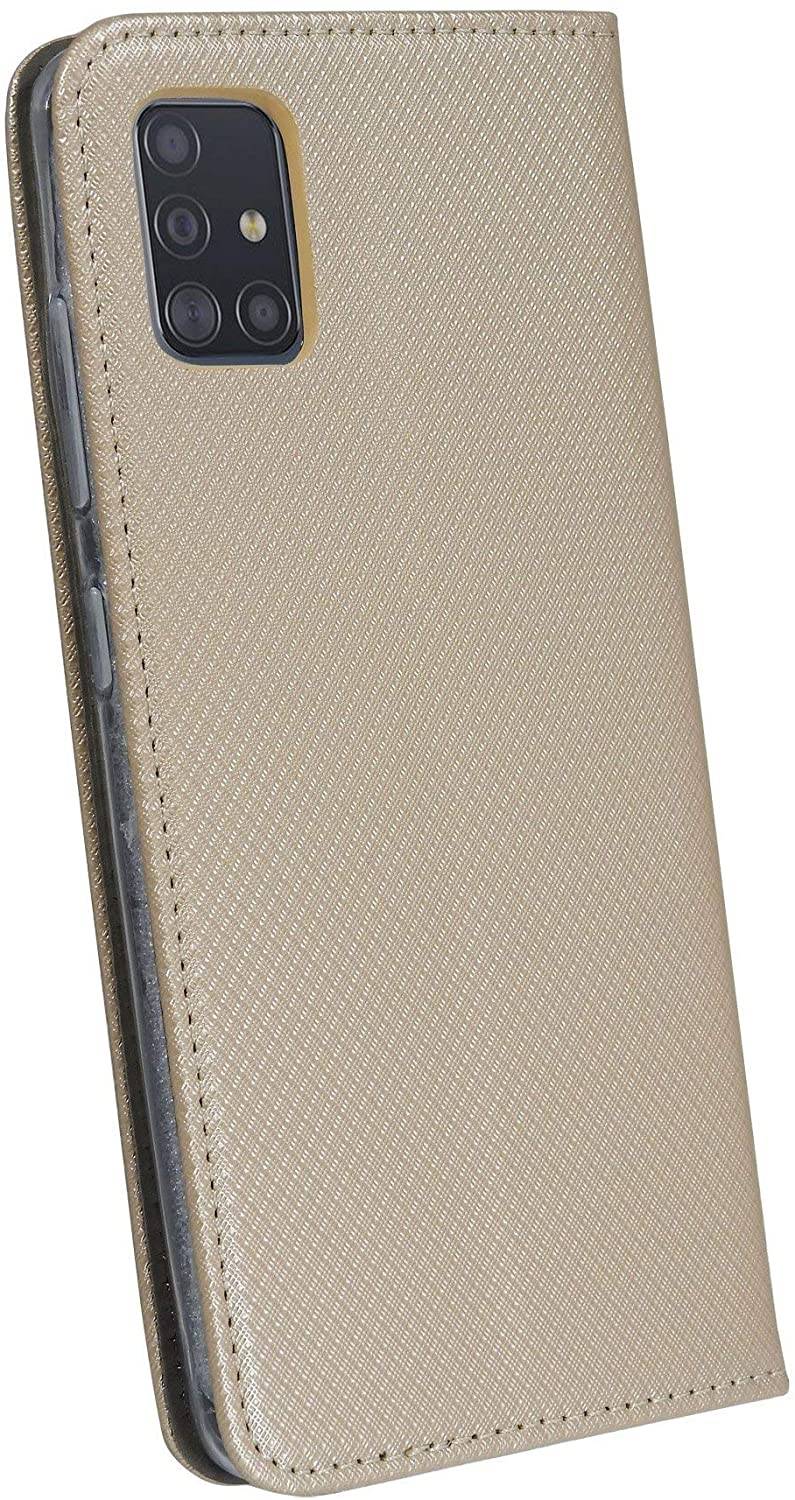 Buch Tasche "Smart" kompatibel mit SAMSUNG GALAXY A31 ( A315F ) Handy Hülle Etui Brieftasche Schutzhülle mit Standfunktion, Kartenfach Gold