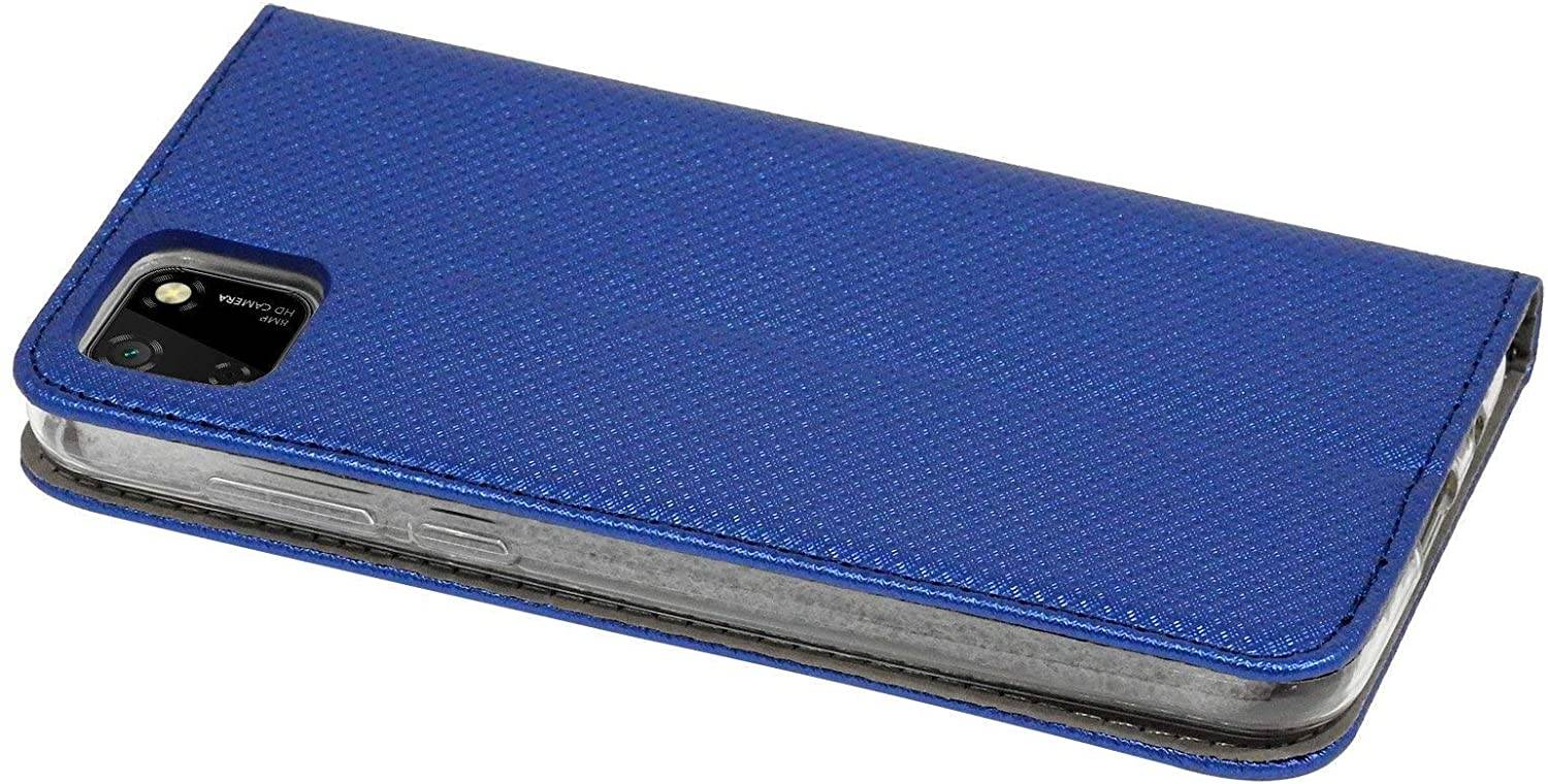 Buch Tasche "Smart" kompatibel mit HUAWEI Y5P Handy Hülle Etui Brieftasche Schutzhülle mit Standfunktion, Kartenfach Blau
