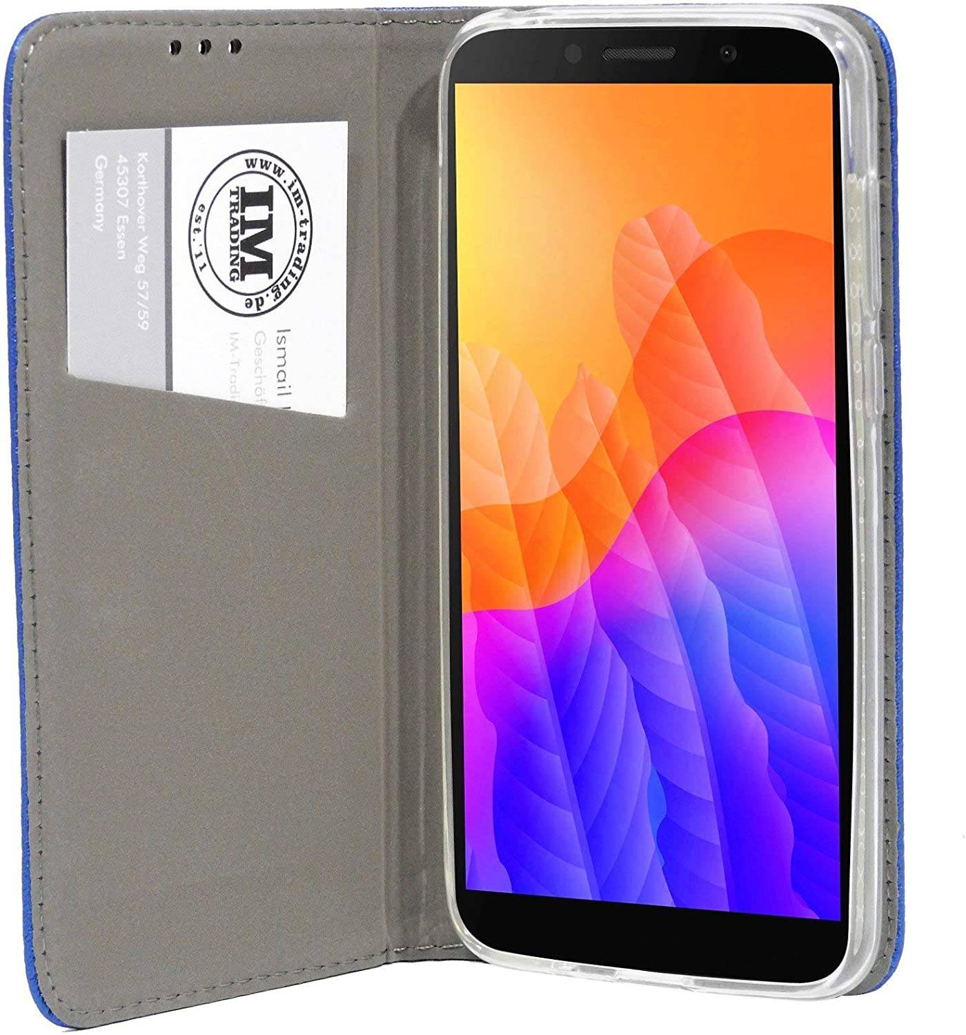 Buch Tasche "Smart" kompatibel mit HUAWEI Y5P Handy Hülle Etui Brieftasche Schutzhülle mit Standfunktion, Kartenfach Blau