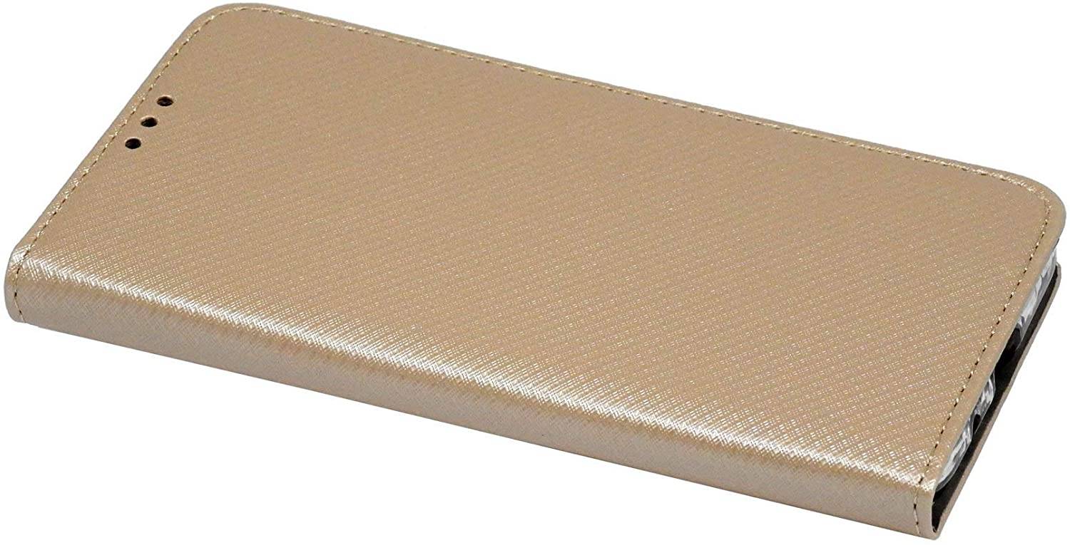 Buch Tasche "Smart" kompatibel mit HUAWEI Y5P Handy Hülle Etui Brieftasche Schutzhülle mit Standfunktion, Kartenfach Gold