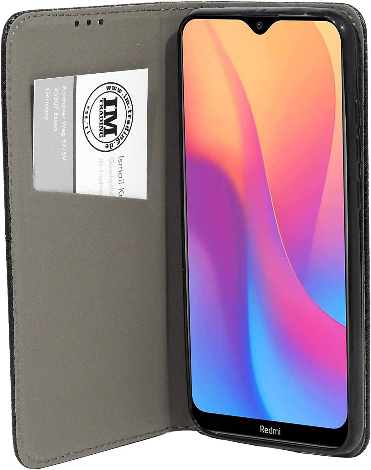 Buch Tasche "Smart" kompatibel mit XIAOMI REDMI 8A Handy Hülle Etui Brieftasche Schutzhülle mit Standfunktion, Kartenfach Schwarz