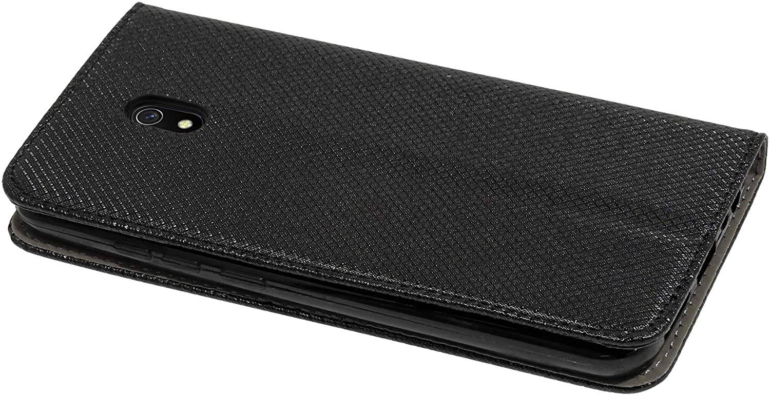 Buch Tasche "Smart" kompatibel mit XIAOMI REDMI 8A Handy Hülle Etui Brieftasche Schutzhülle mit Standfunktion, Kartenfach Schwarz