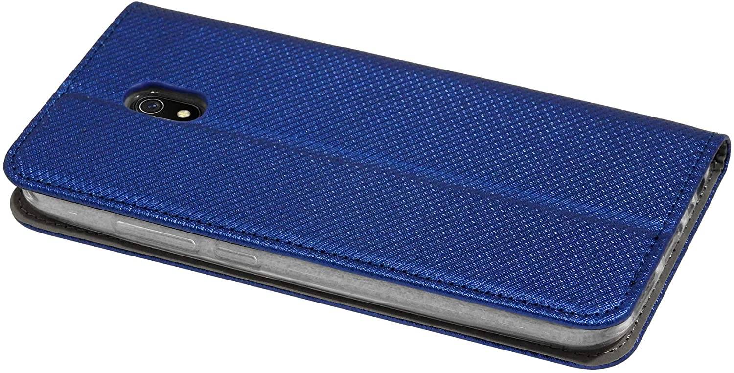 Buch Tasche "Smart" kompatibel mit XIAOMI REDMI 8A Handy Hülle Etui Brieftasche Schutzhülle mit Standfunktion, Kartenfach Blau
