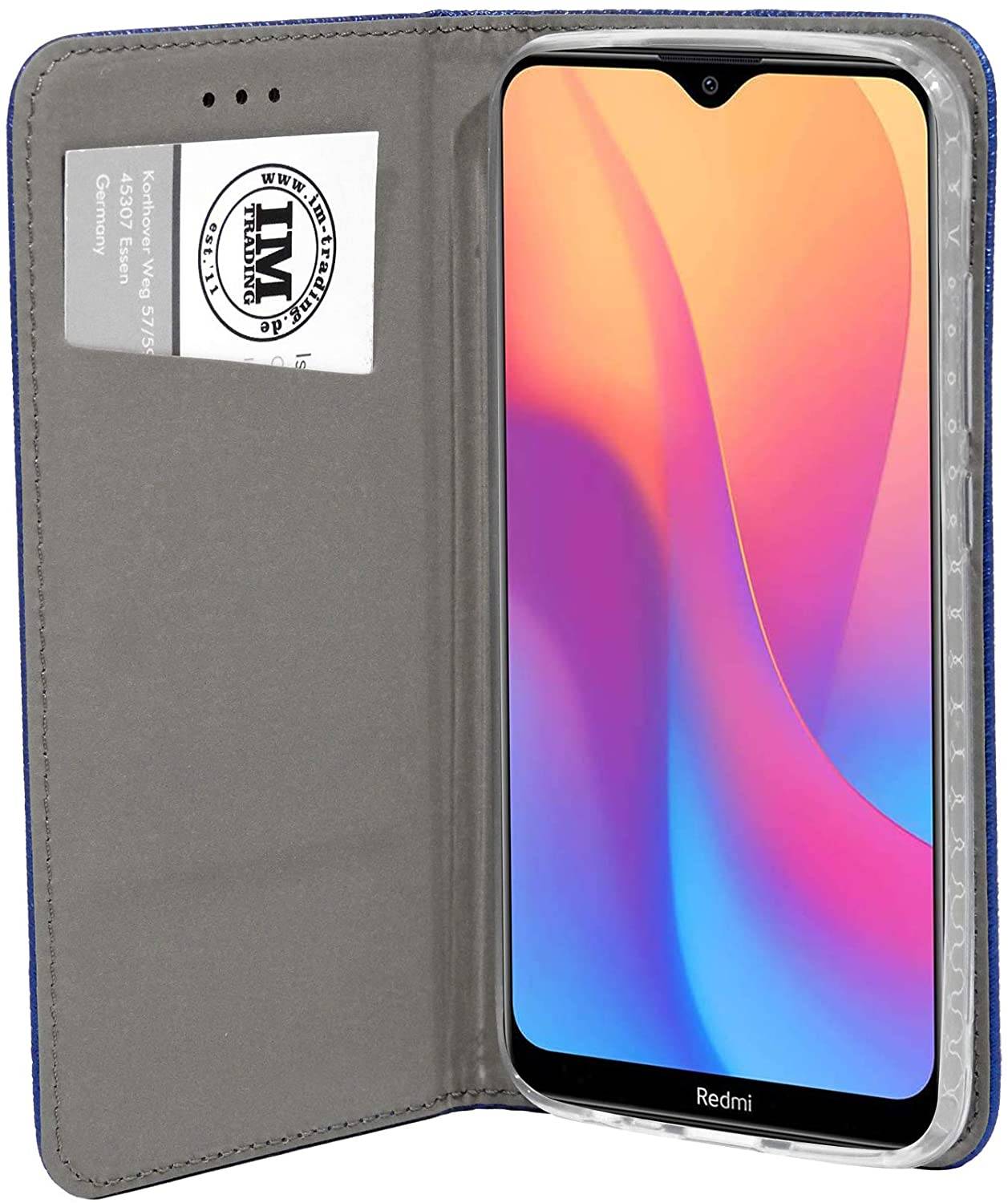 Buch Tasche "Smart" kompatibel mit XIAOMI REDMI 8A Handy Hülle Etui Brieftasche Schutzhülle mit Standfunktion, Kartenfach Blau