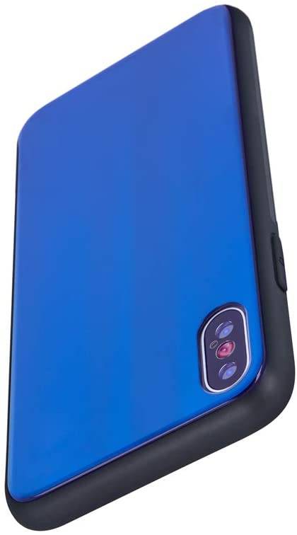 Aurora Glas Etui Silikon Hülle kompatibel mit Huawei P40 Pro Hart Case TPU Handy Cover Schutz in Dunkel-Blau