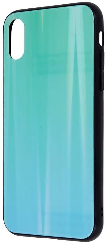 Aurora Glas Etui Silikon Hülle kompatibel mit Huawei P40 Lite Hart Case TPU Handy Cover Schutz in Minze-Neo