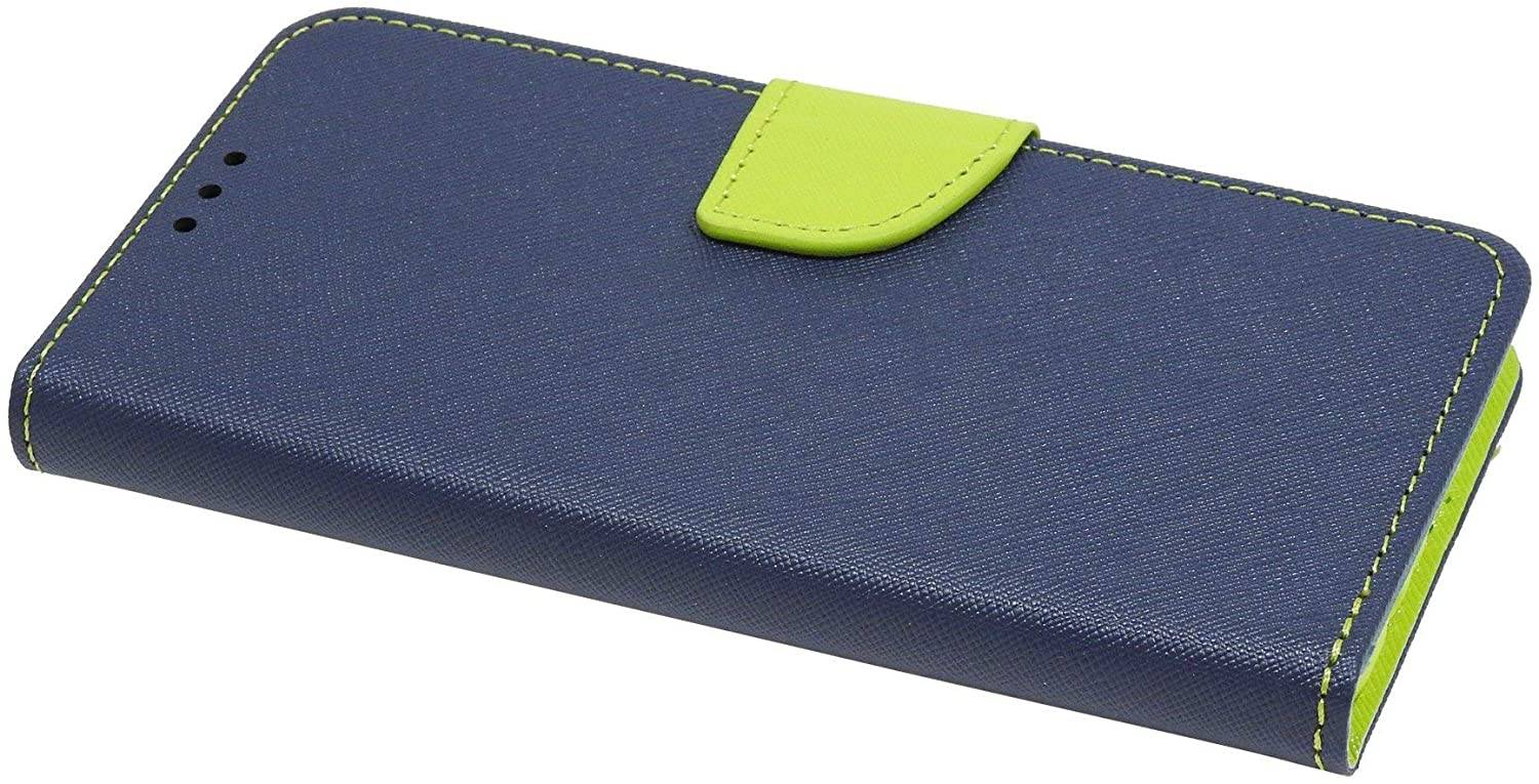 Buch Tasche "Fancy" kompatibel mit Huawei Y5P Handy Hülle Etui Brieftasche Schutzhülle mit Standfunktion, Kartenfach Blau-Grün