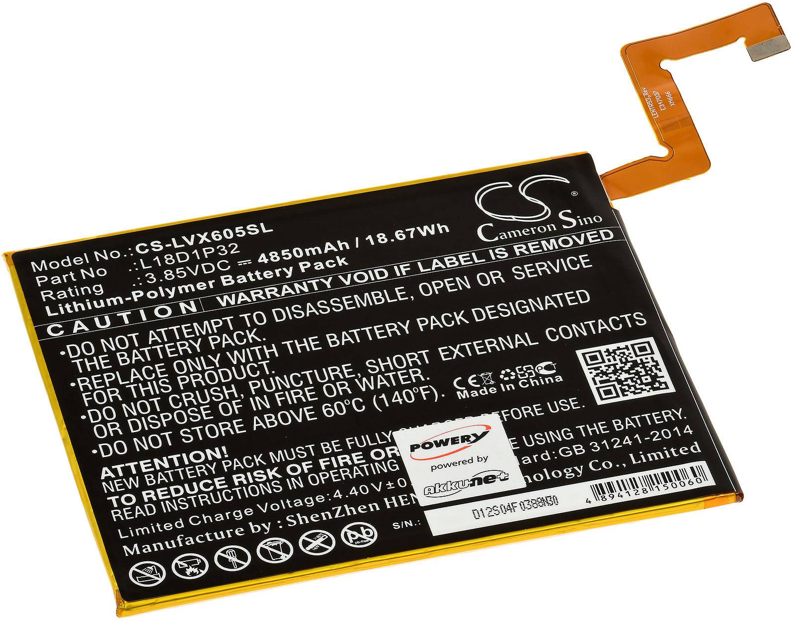 Powery Akku für Tablet Lenovo TB-X605F, TB-X605FC, 3,85V, Li-Polymer