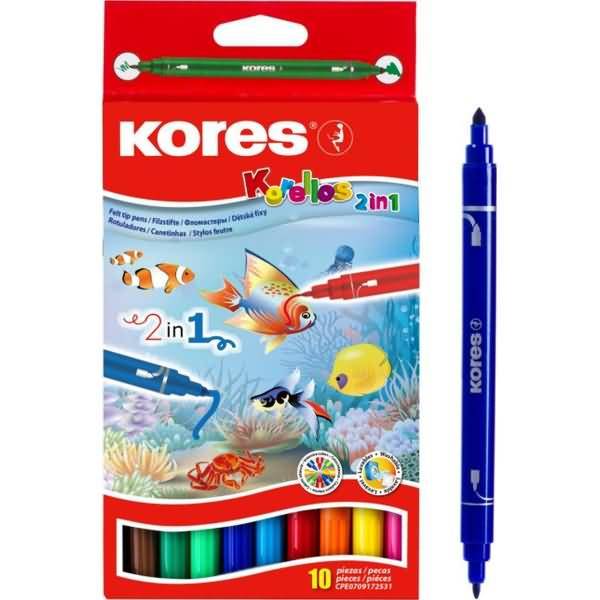 Fasermaler Korellos 2 in 1 spitz/breit VE=10 Stück