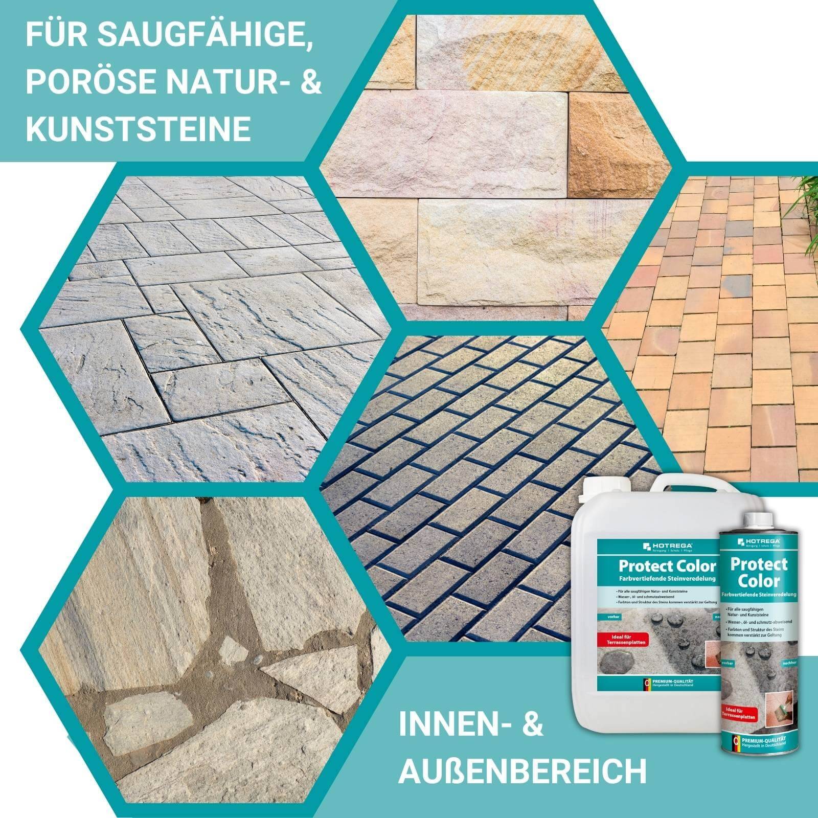 HOTREGA Steinimprägnierung Protect Color farbvertiefend 1L Sets - Menge:3