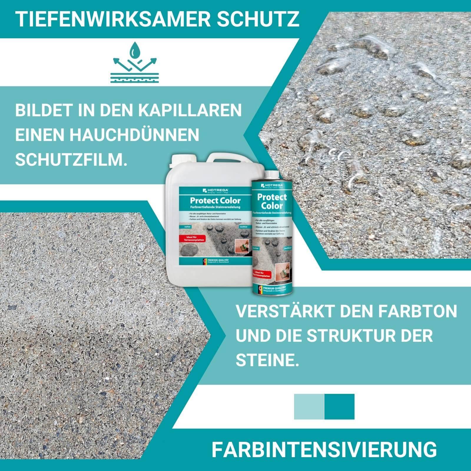 HOTREGA Steinimprägnierung Protect Color farbvertiefend 1L Sets - Menge:2