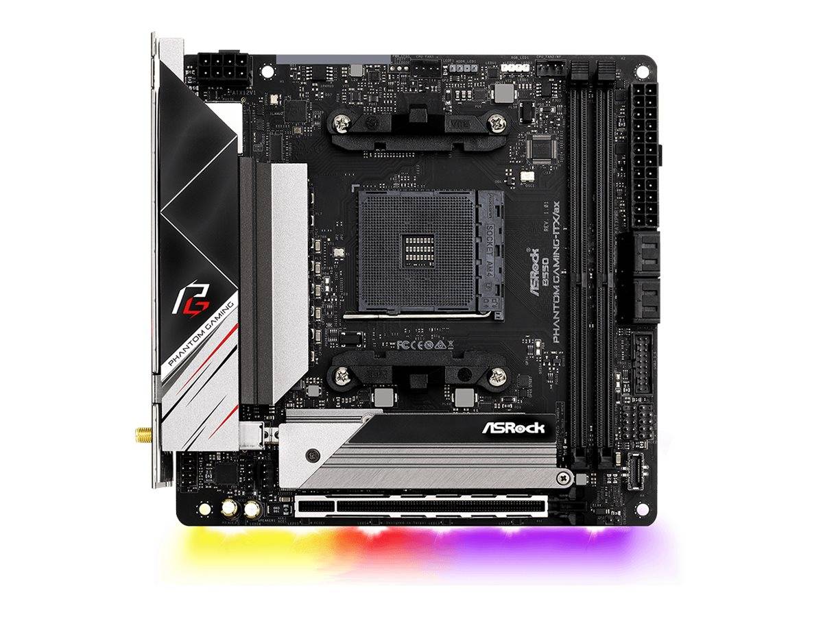 ASRock B550 Phantom Gaming-ITX/ax - Motherboard - Mini-ITX - Socket AM4 - AMD B550 Chipsatz - USB-C Gen2, USB 3.2 Gen 1, USB 3.2 Gen 2 - 2.5
