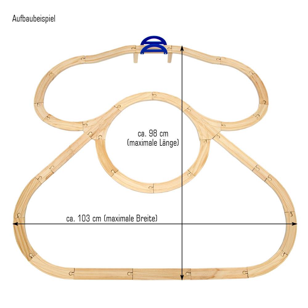130 Teile XXL Holzeisenbahn Set - 5m Schienen - Holz Eisenbahn Kinder Spielzeug