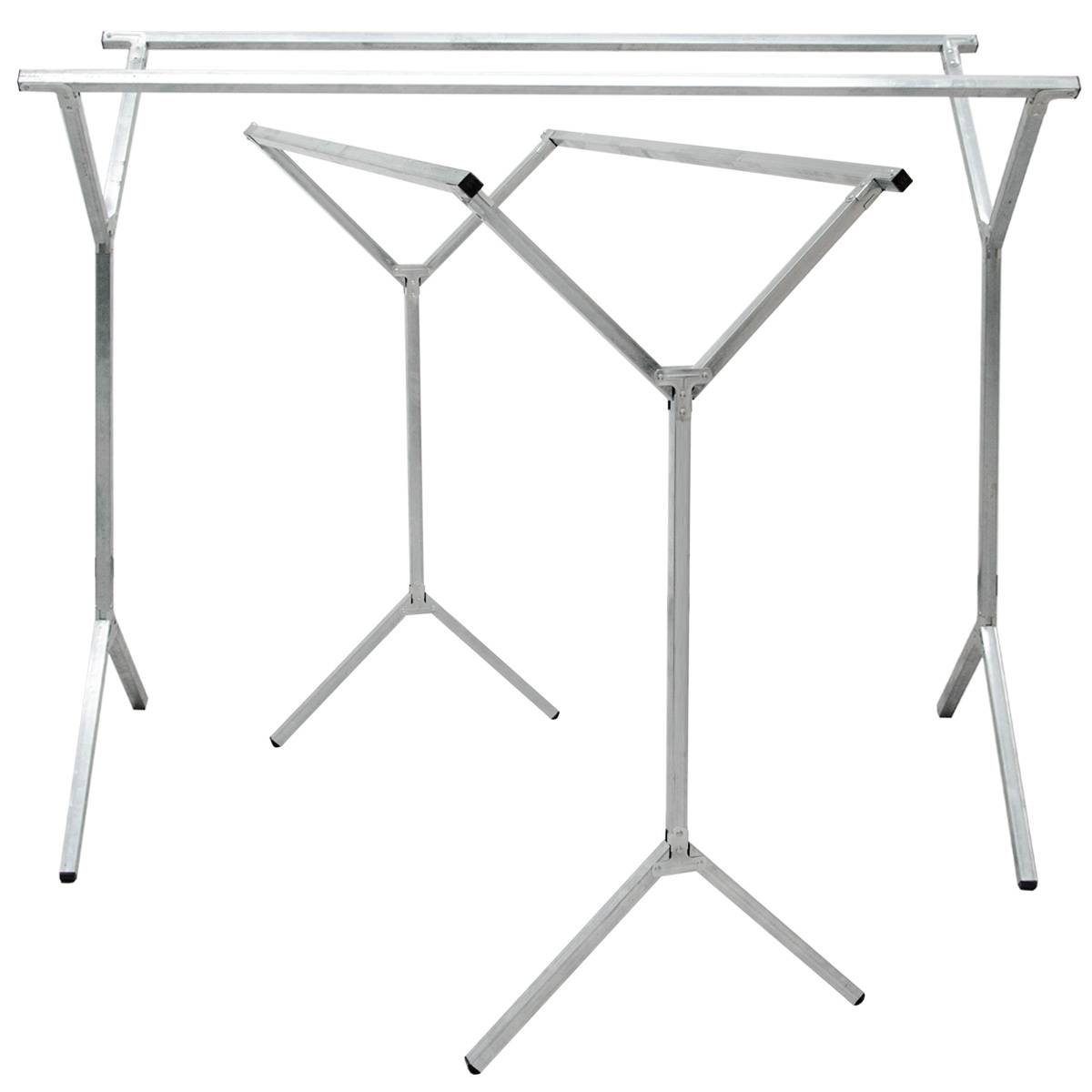 klappbarer Kleiderständer 2 Aufhängestangen Garderobenständer Wäscheständer 150cm lang Mehrzweckstand 100% Metall Silber